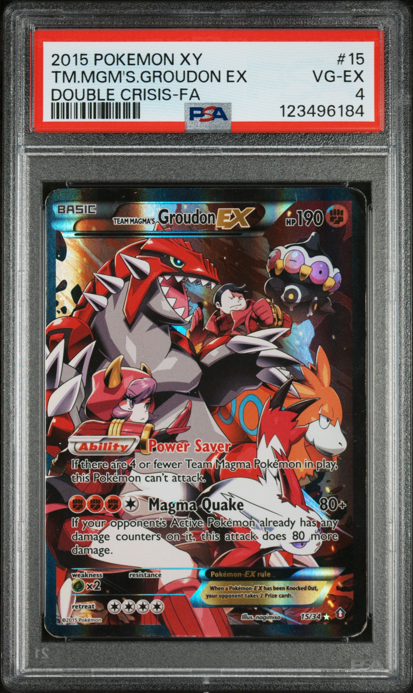 2015 Pokémon XY Double Crisis Full Art Team Magma's Groudon #15/34 EX PSA 4