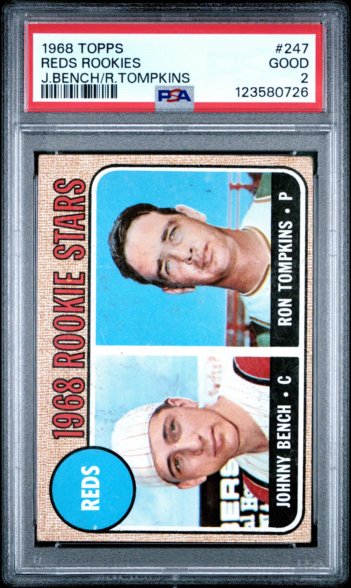 1968 Topps Reds Rookies Johnny Bench/Ron Tompkins #247 PSA 2