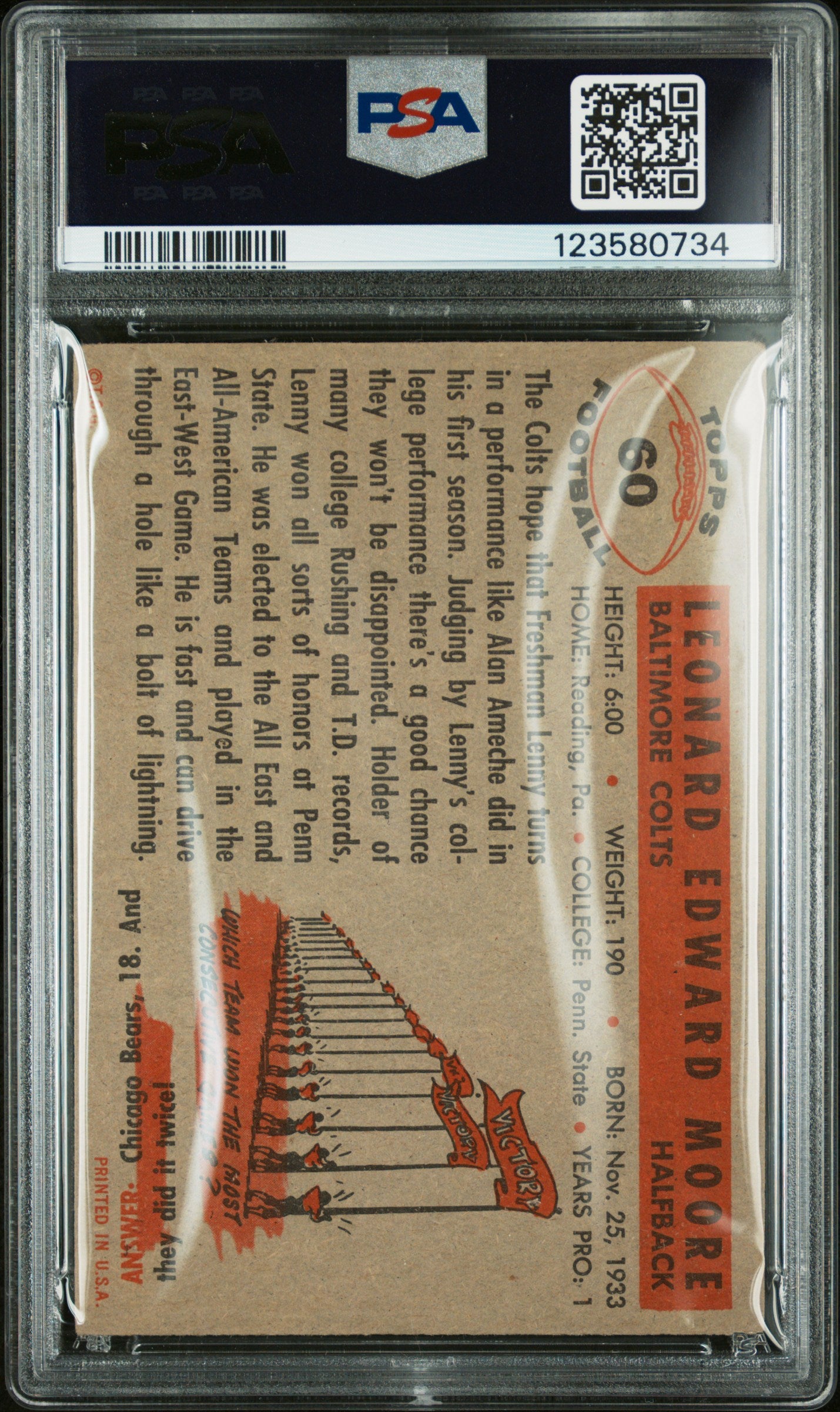 1956 Topps Lenny Moore #60 PSA 3.5
