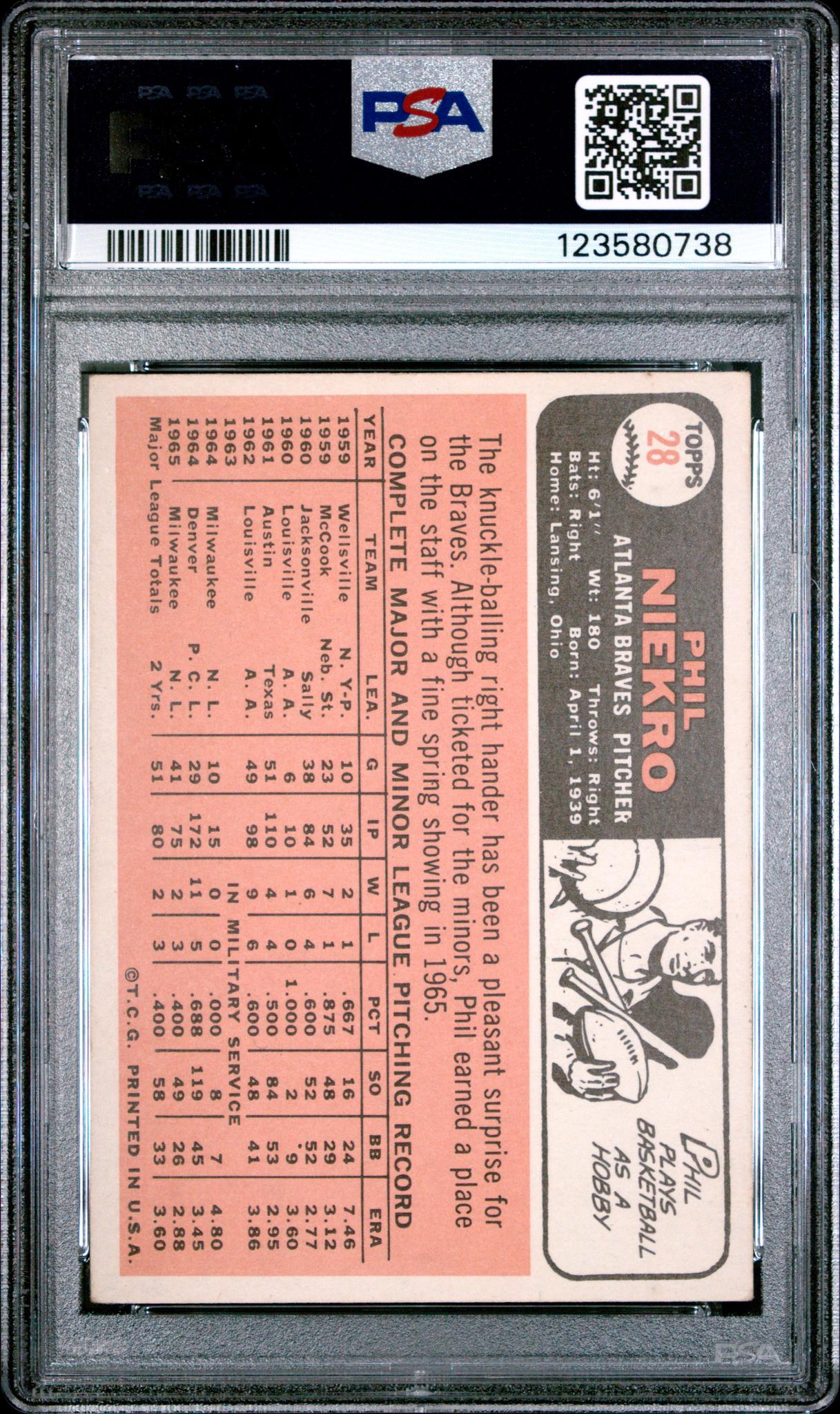 1966 Topps Phil Niekro #28 PSA 4