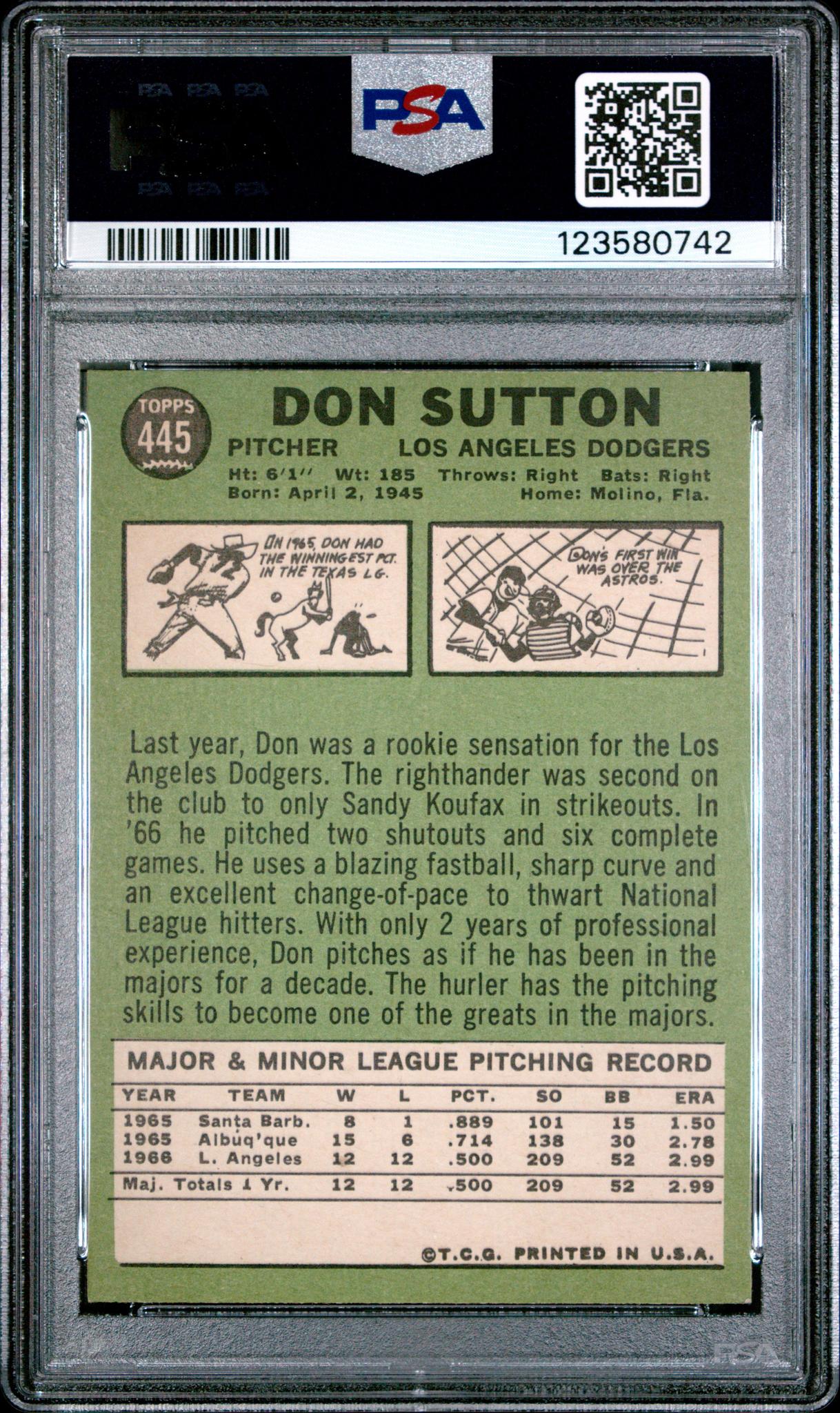 1967 Topps Don Sutton #445 PSA 6