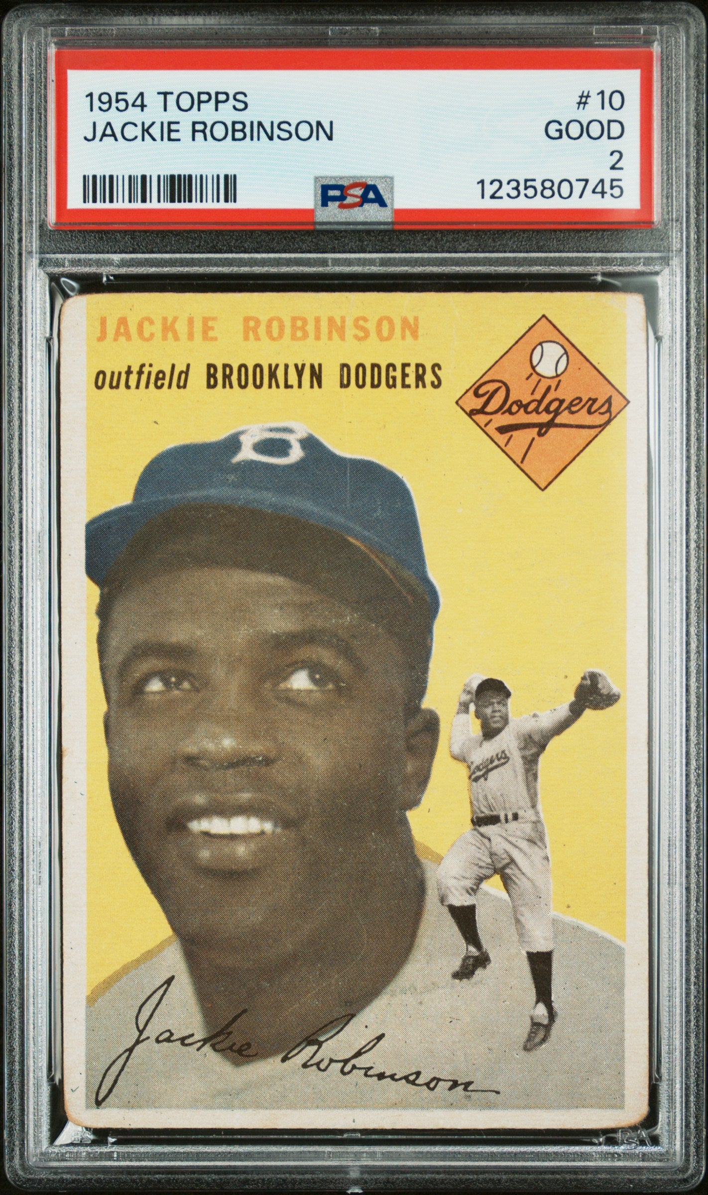 1954 Topps Jackie Robinson #10 PSA 2