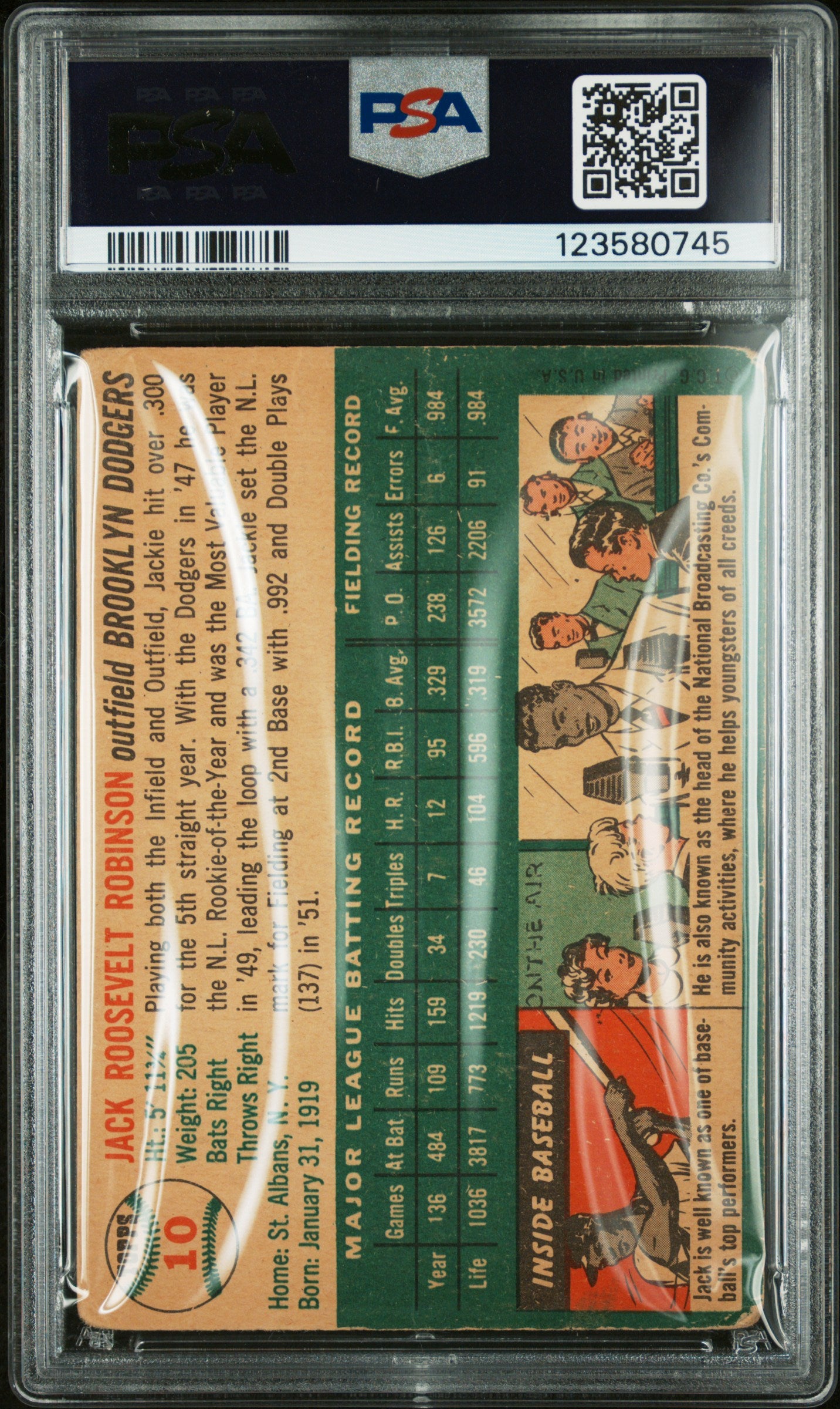 1954 Topps Jackie Robinson #10 PSA 2