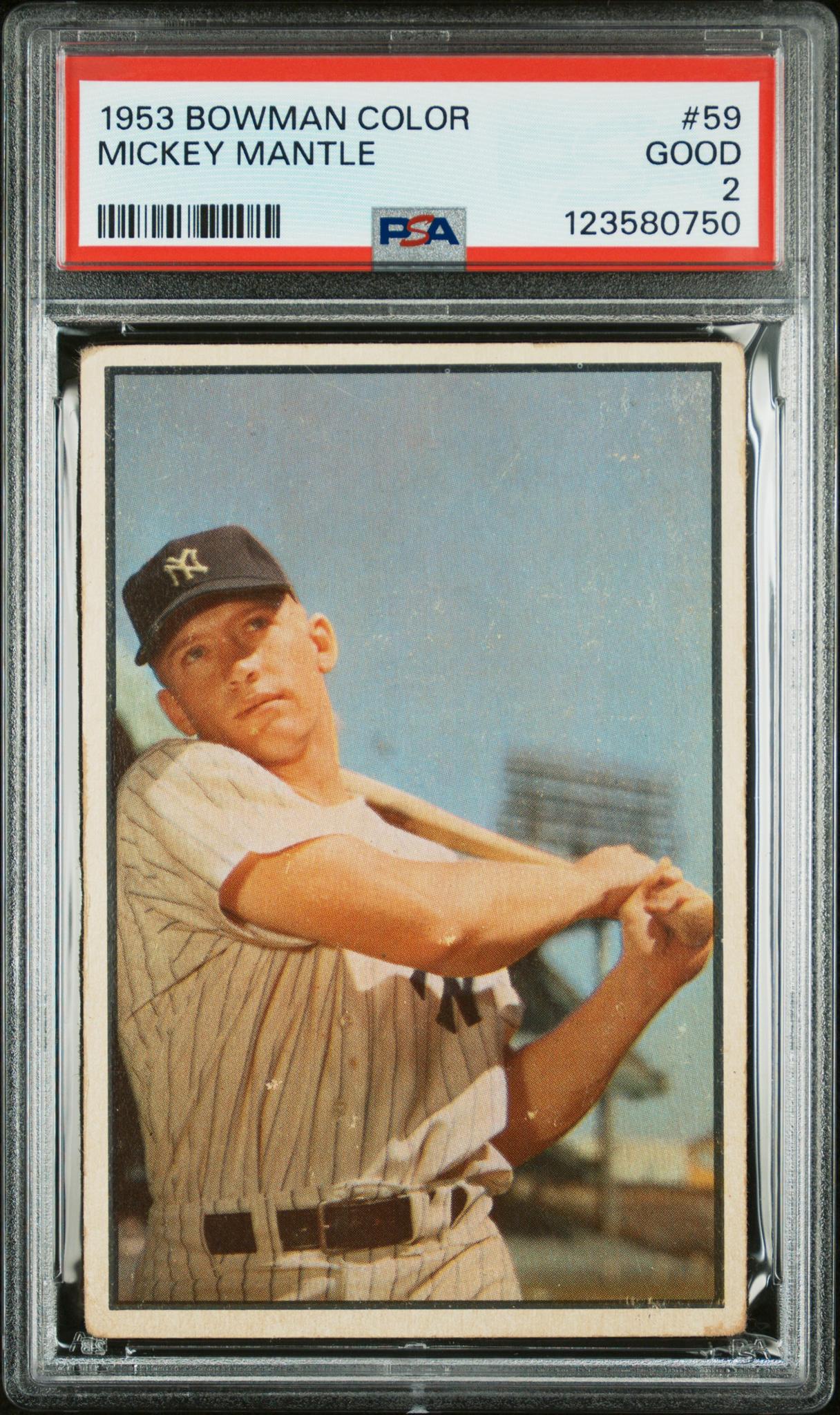 1953 Bowman Color Mickey Mantle #59 PSA 2