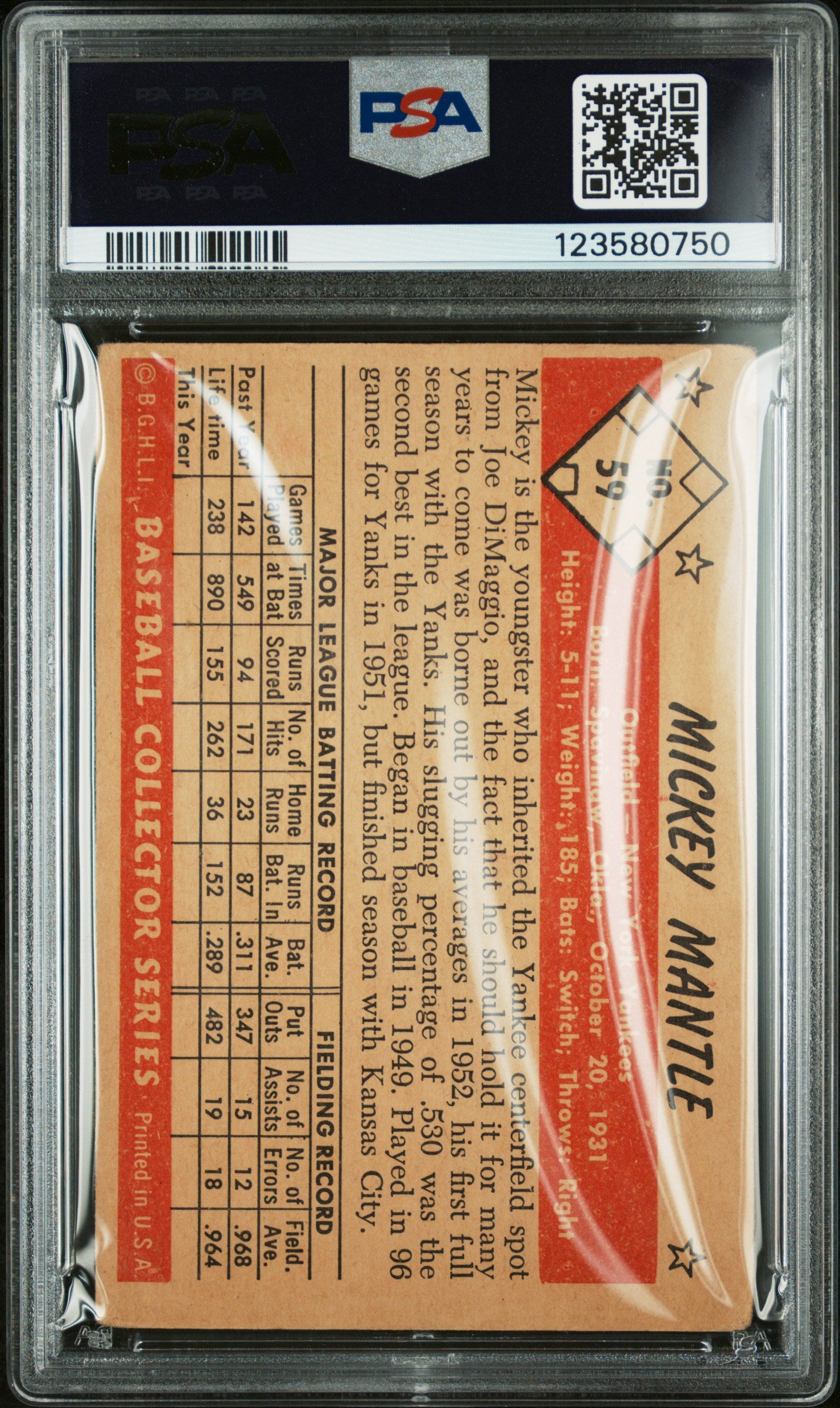 1953 Bowman Color Mickey Mantle #59 PSA 2