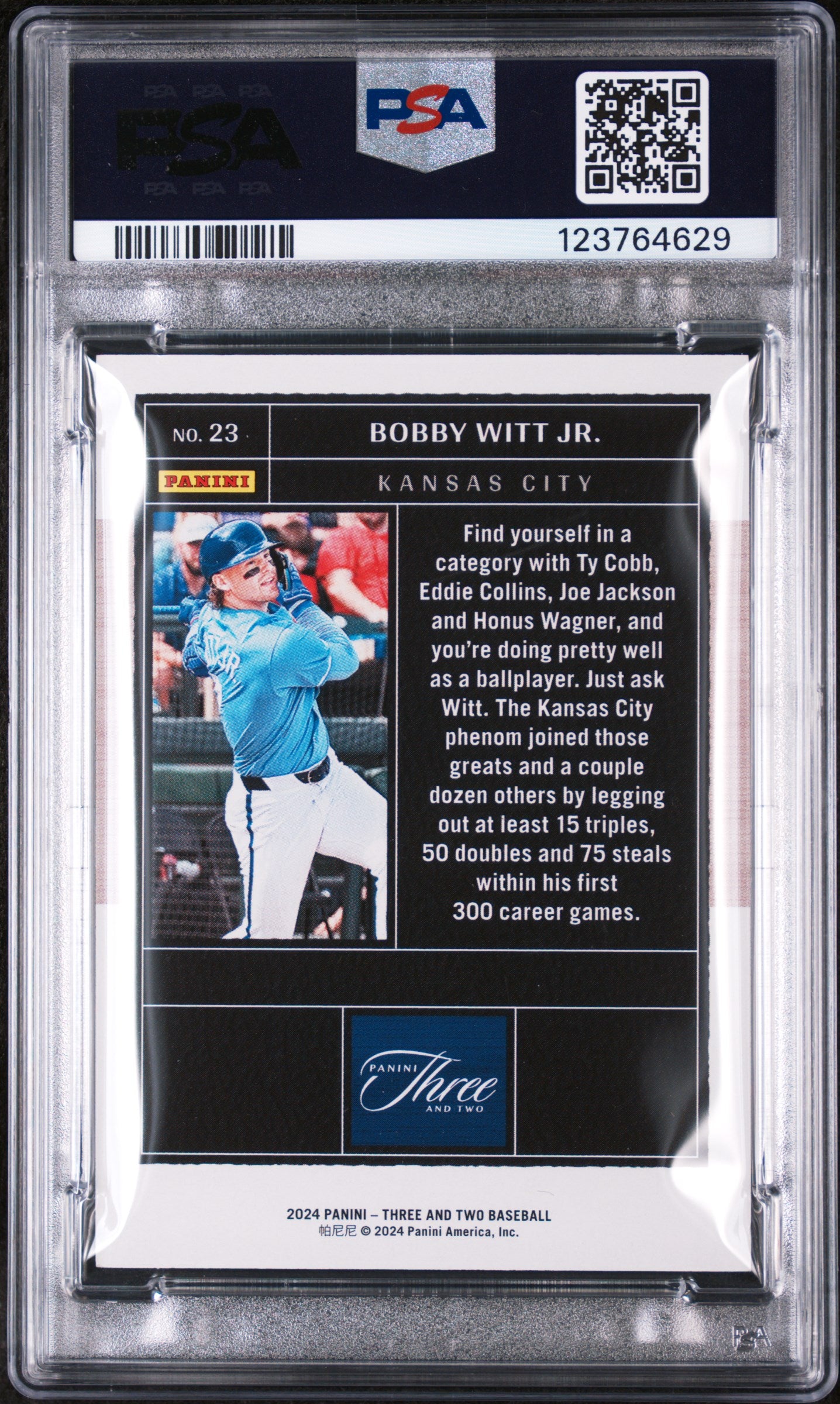 2024 Panini Three and Two Holo Silver Bobby Witt Jr. #23 /49 PSA 8
