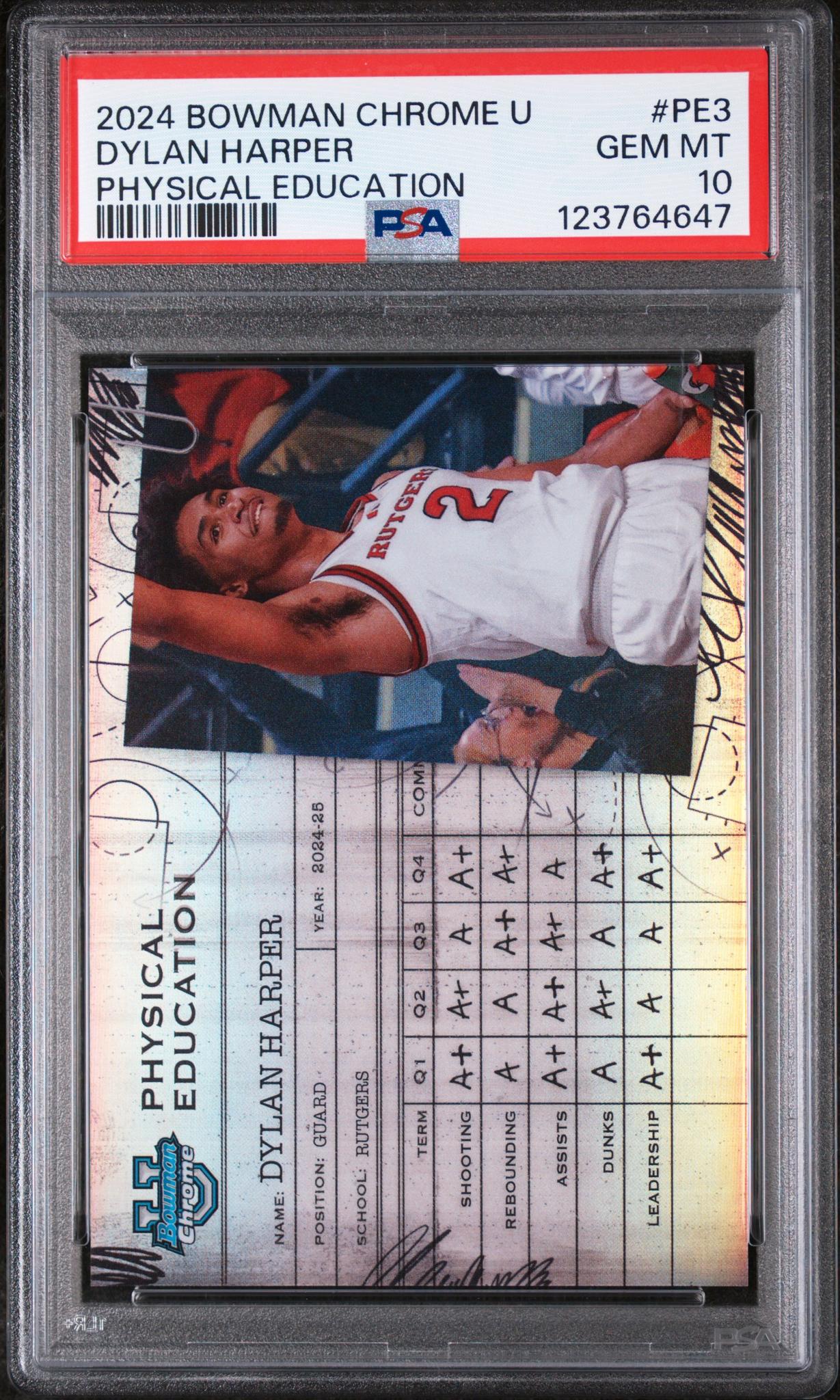2024 Bowman Chrome University Physical Education Dylan Harper #PE3 PSA 10