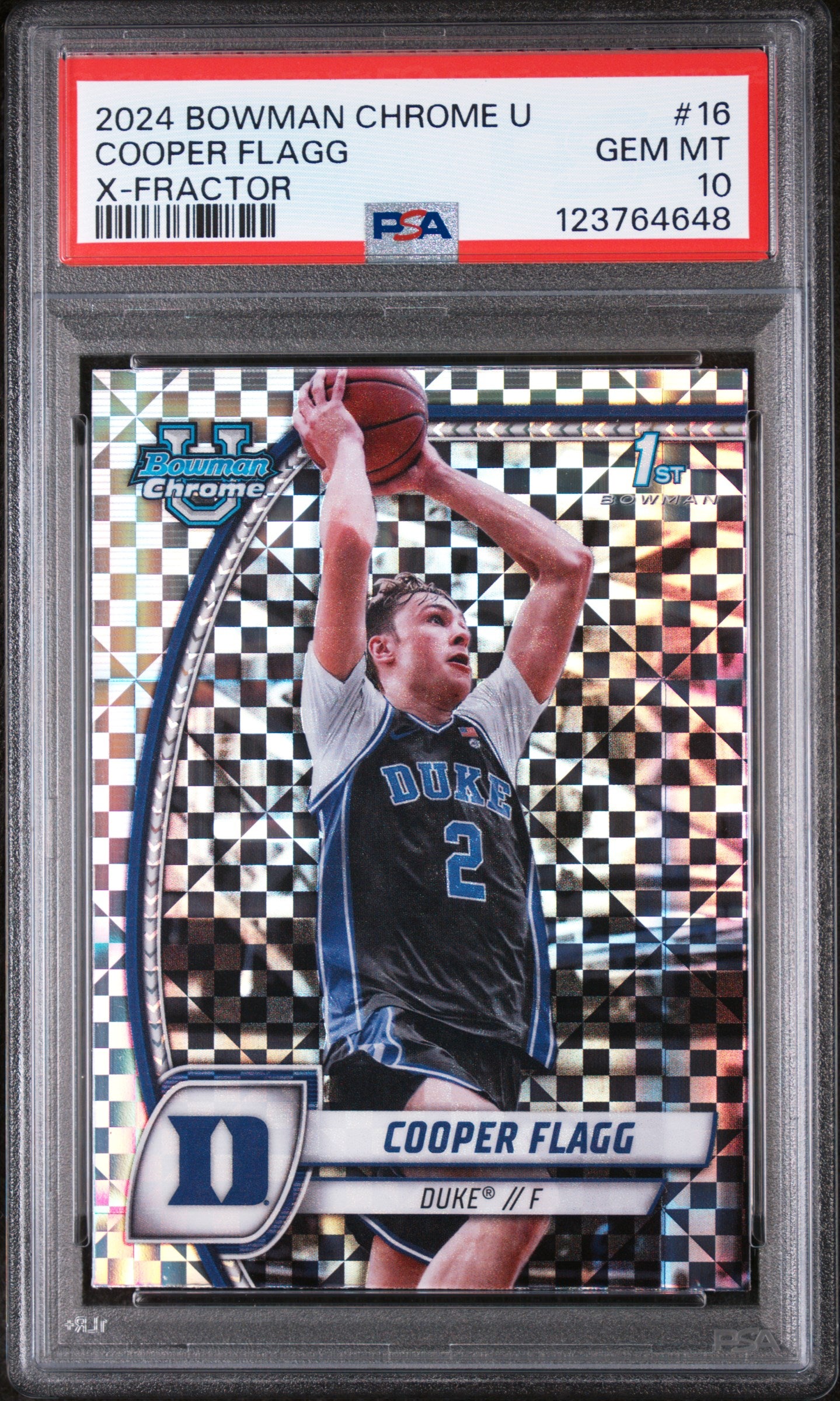 2024 Bowman University Chrome X-Fractor Cooper Flagg #16 PSA 10