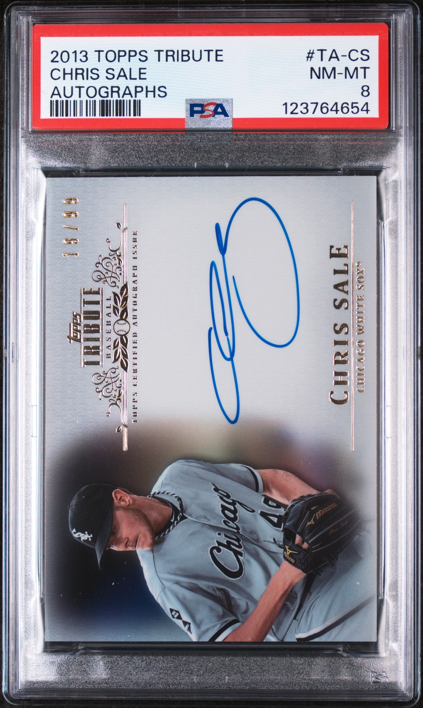 2013 Topps Tribute Autographs Chris Sale #TA-CS /199 PSA 8