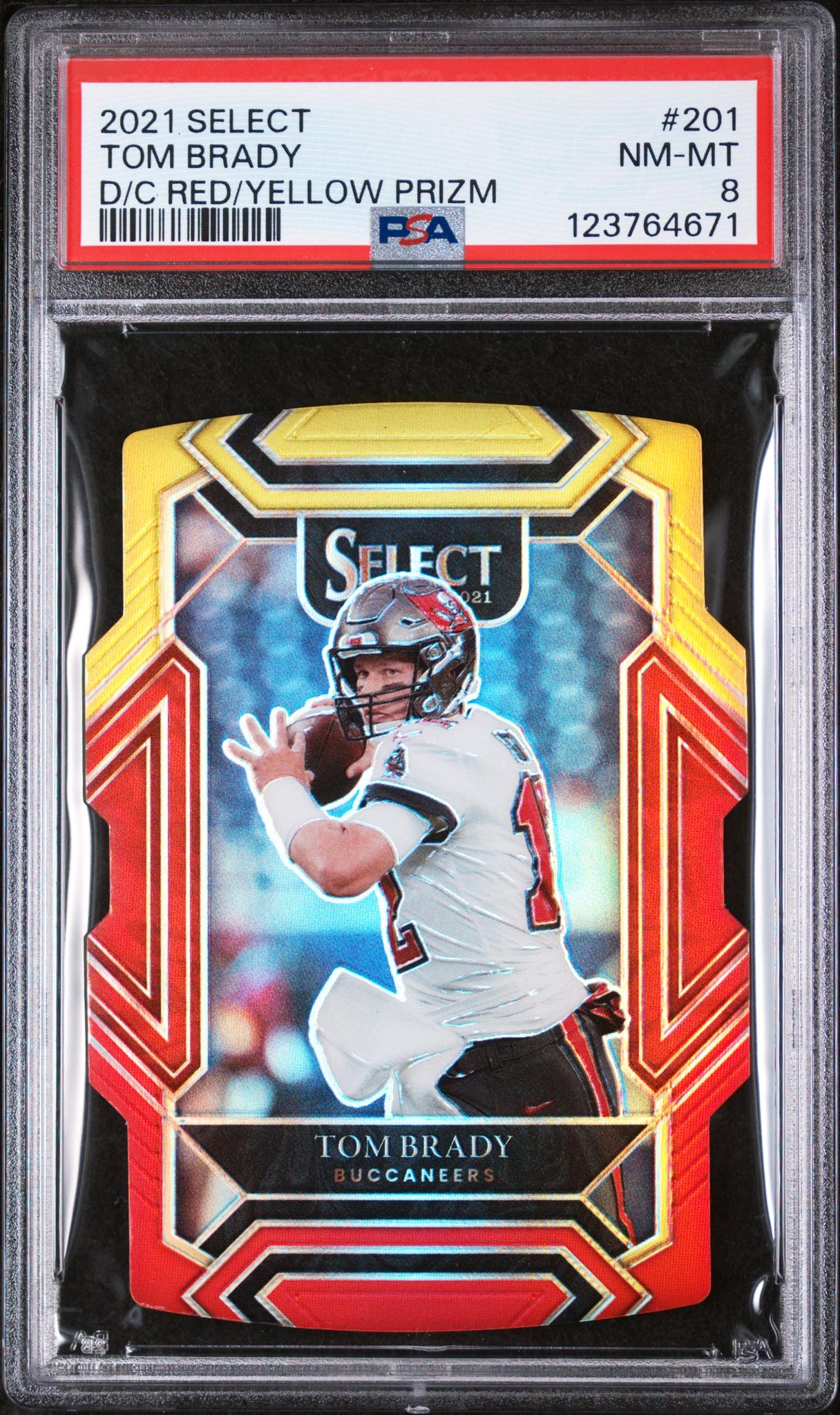 2021 Select Prizm Red and Yellow Die Cut Tom Brady #201 PSA 8
