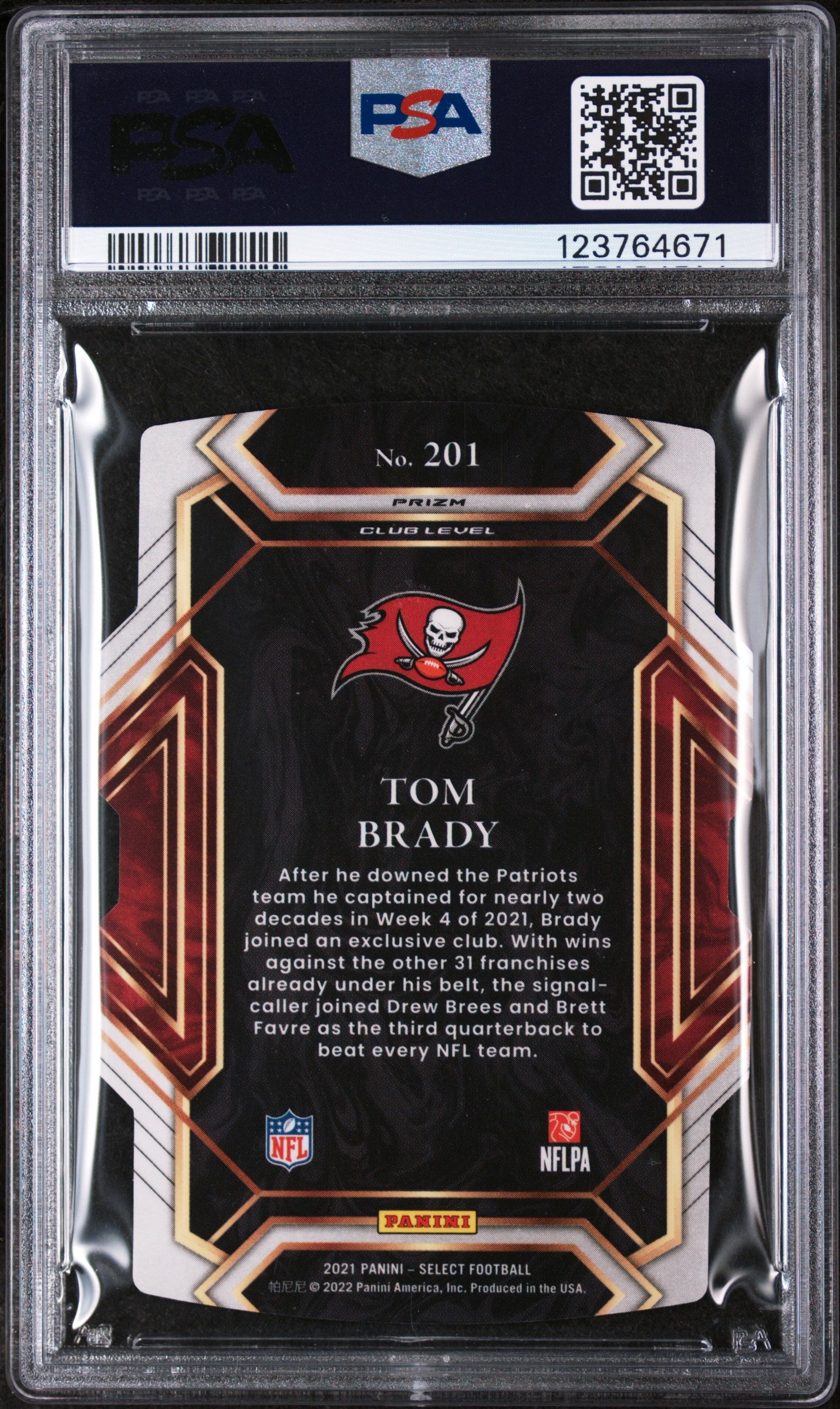 2021 Select Prizm Red and Yellow Die Cut Tom Brady #201 PSA 8