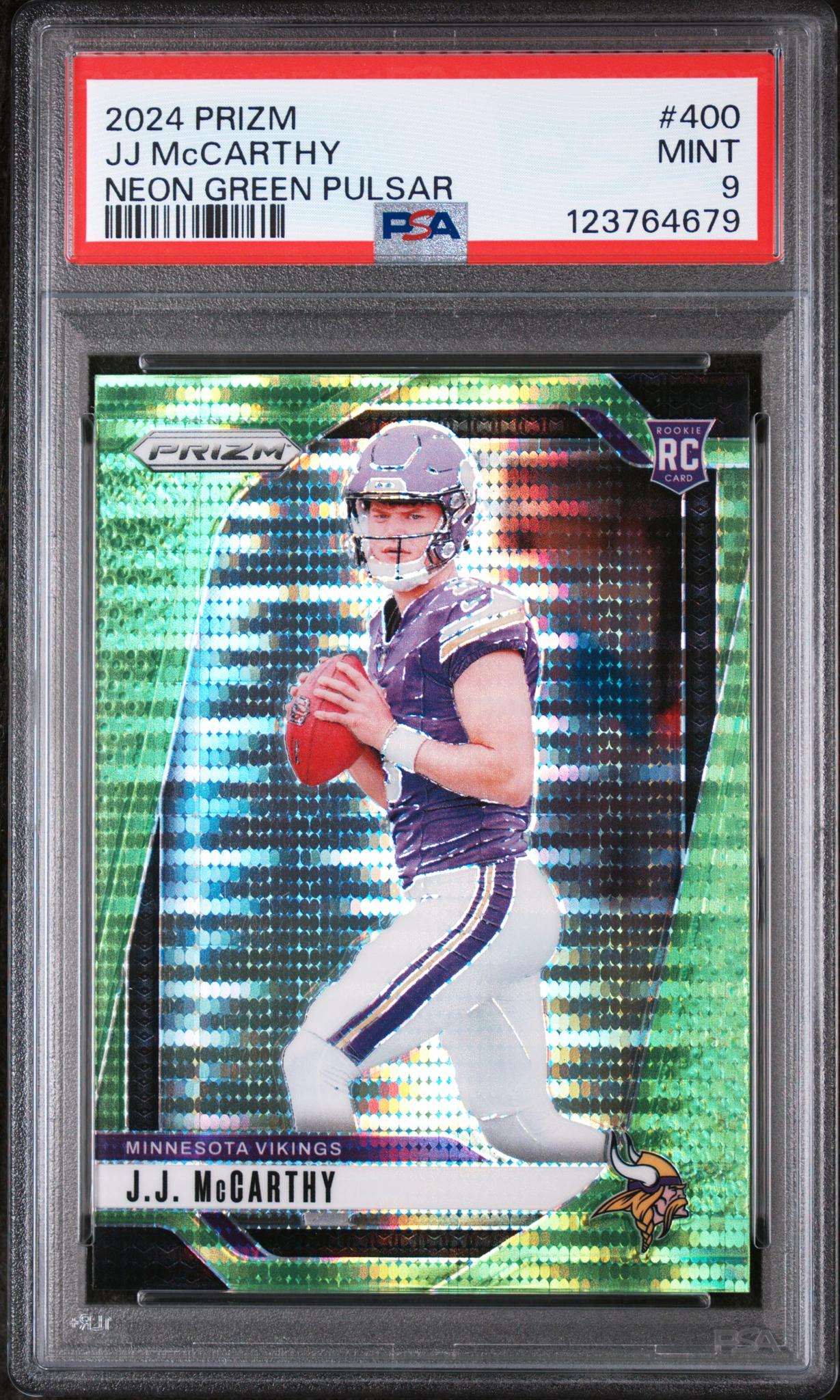 2024 Panini Prizm Neon Green Pulsar Prizm JJ Mccarthy #400 PSA 9