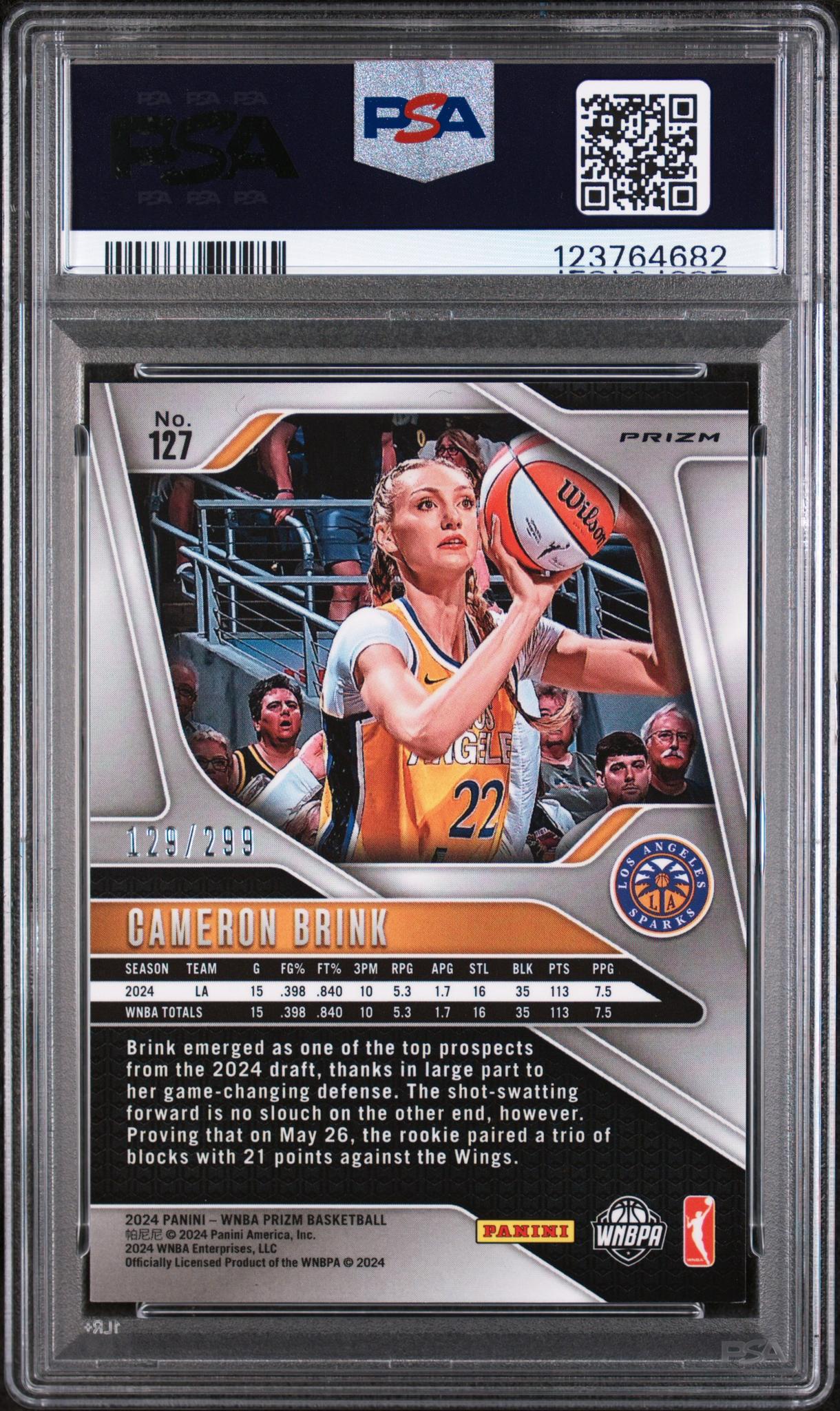 2024 WNBA Prizm Prizms Red Cameron Brink #127 /299 PSA 8
