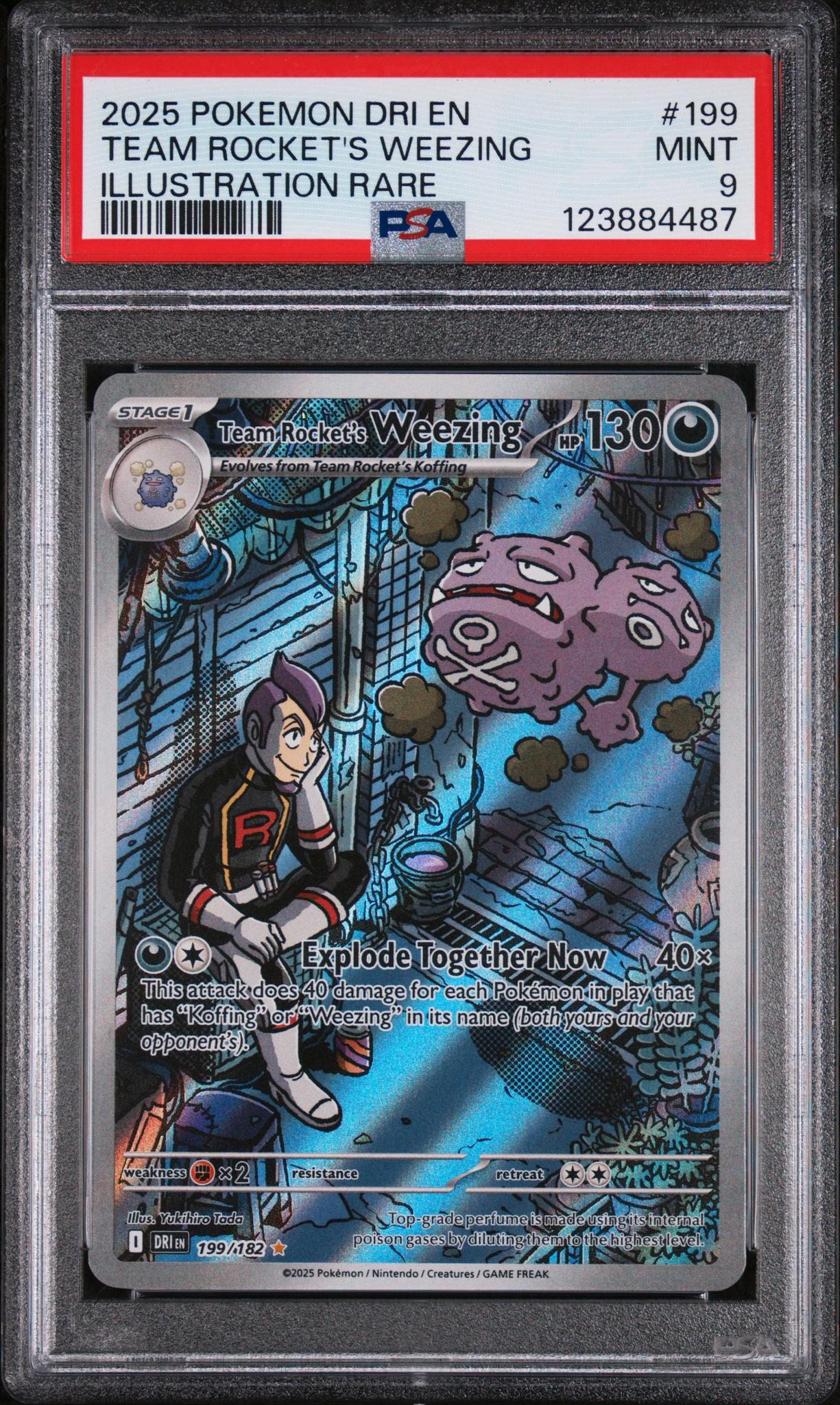 2025 Pokemon Scarlet and Violet Destined Rivals Illustration Rare Team Rocket's Weezing #199 /123884487 PSA 9