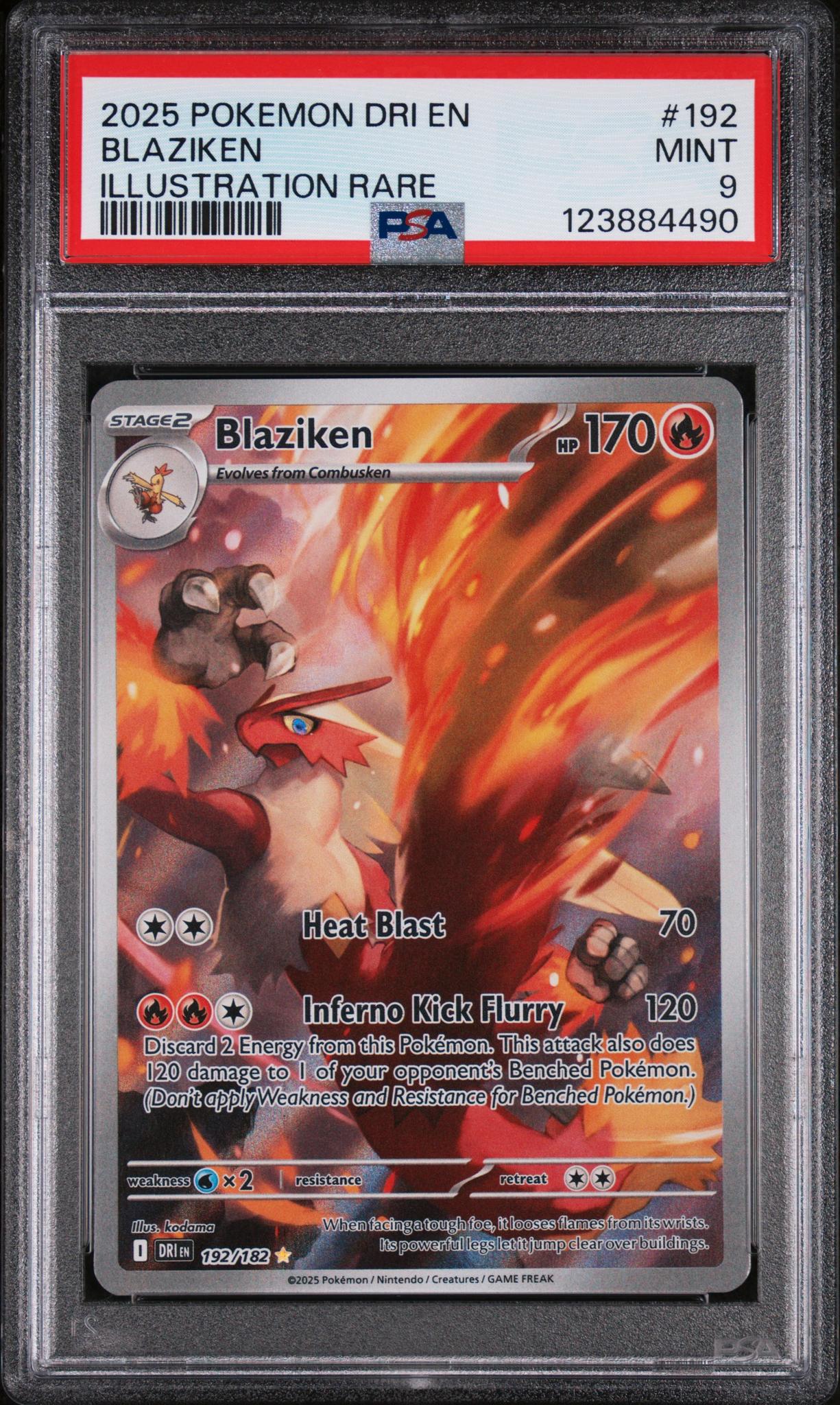 2025 Pokemon Destined Rivals Illustration Rare Blaziken #192 PSA 9