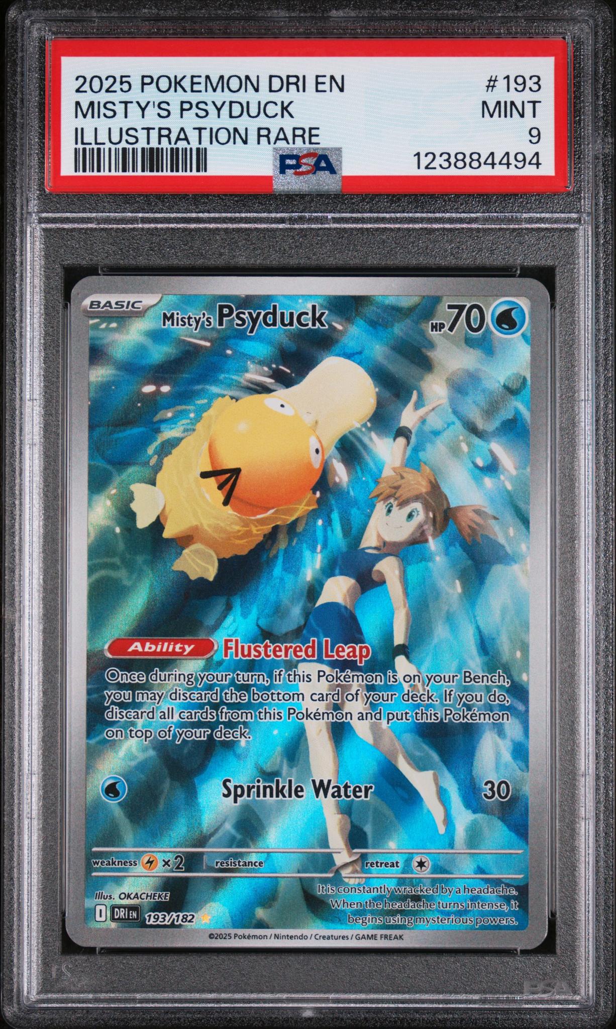 2025 Pokemon Scarlet and Violet Destined Rivals Illustration Rare Misty's Psyduck #193 PSA 9