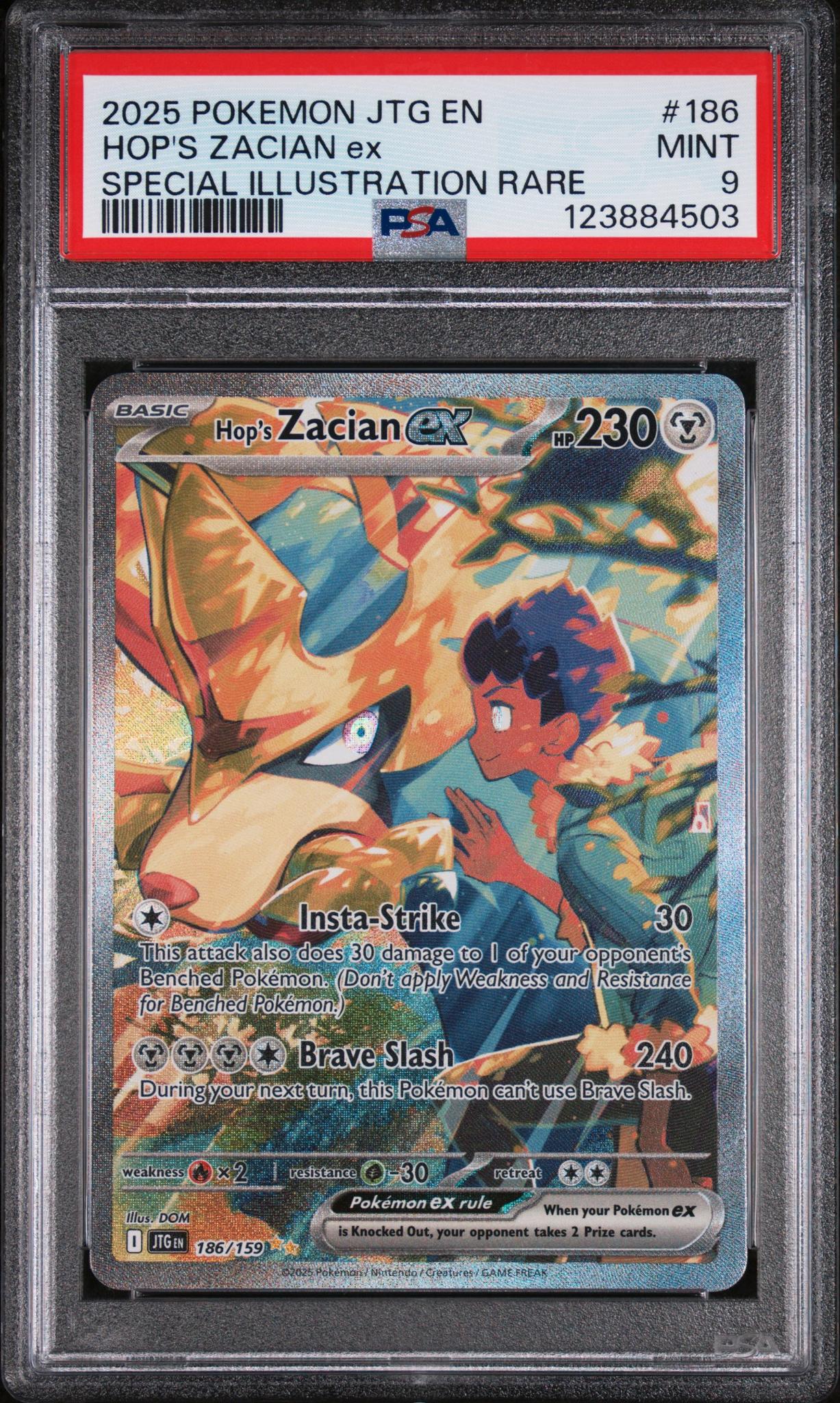 2025 Pokemon Journey Together Special Illustration Rare Hop's Zacian Ex #186 PSA 9