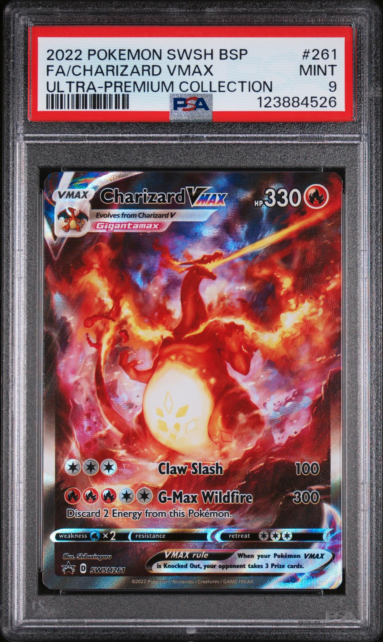 2022 Pokemon Sword and Shield Black Star Ultra Premium Collection Promo Charizard Vmax #SWSH261 PSA 9