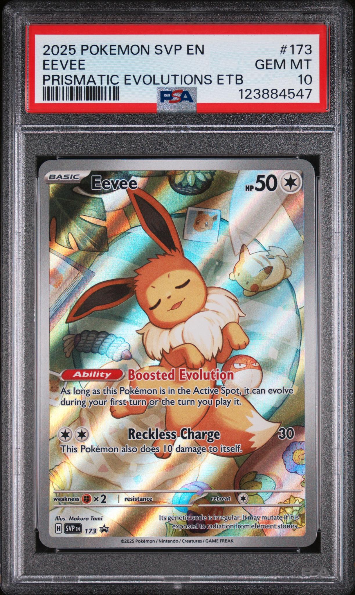 2025 Pokemon Scarlet and Violet Black Star Promo Prismatic Evolutions Elite Trainer Box Eevee #173 PSA 10