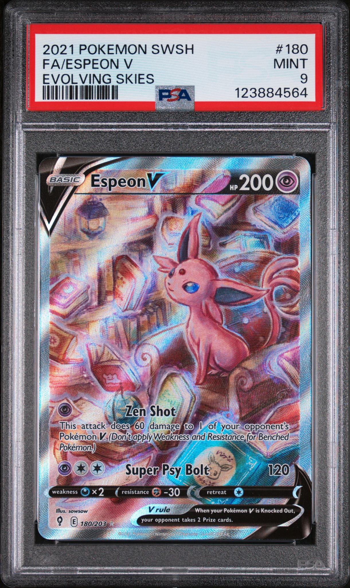 2021 Pokemon Sword and Shield Evolving Skies Ultra Rare Espeon V #180 PSA 9