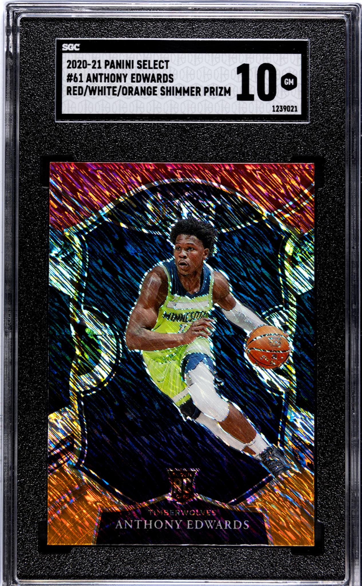 2020-21 Panini Select Red/White/Orange Prizm Anthony Edwards #61 SGC 10