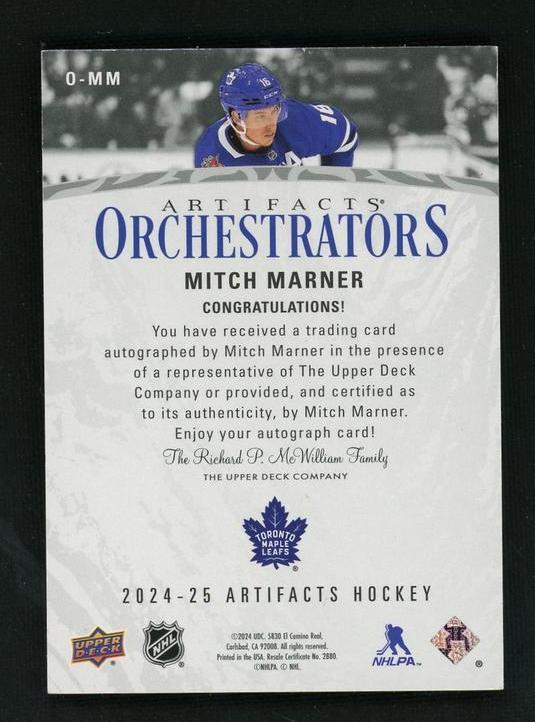 2024 Upper Deck Artifacts O-MM Mitch Marner Orchestrators 25/25 Auto