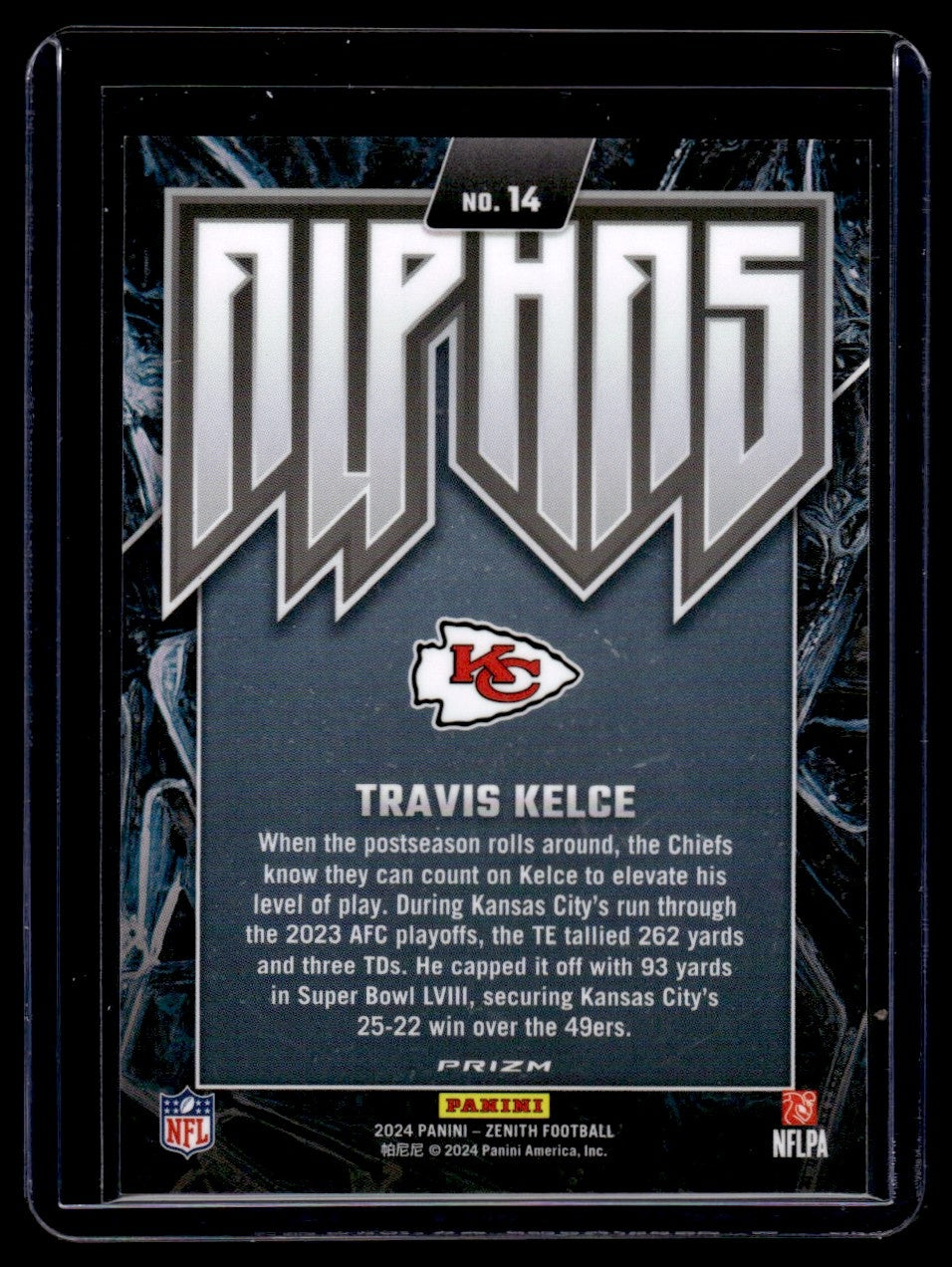 2024 Panini Zenith Alphas Prizm Travis Kelce #14