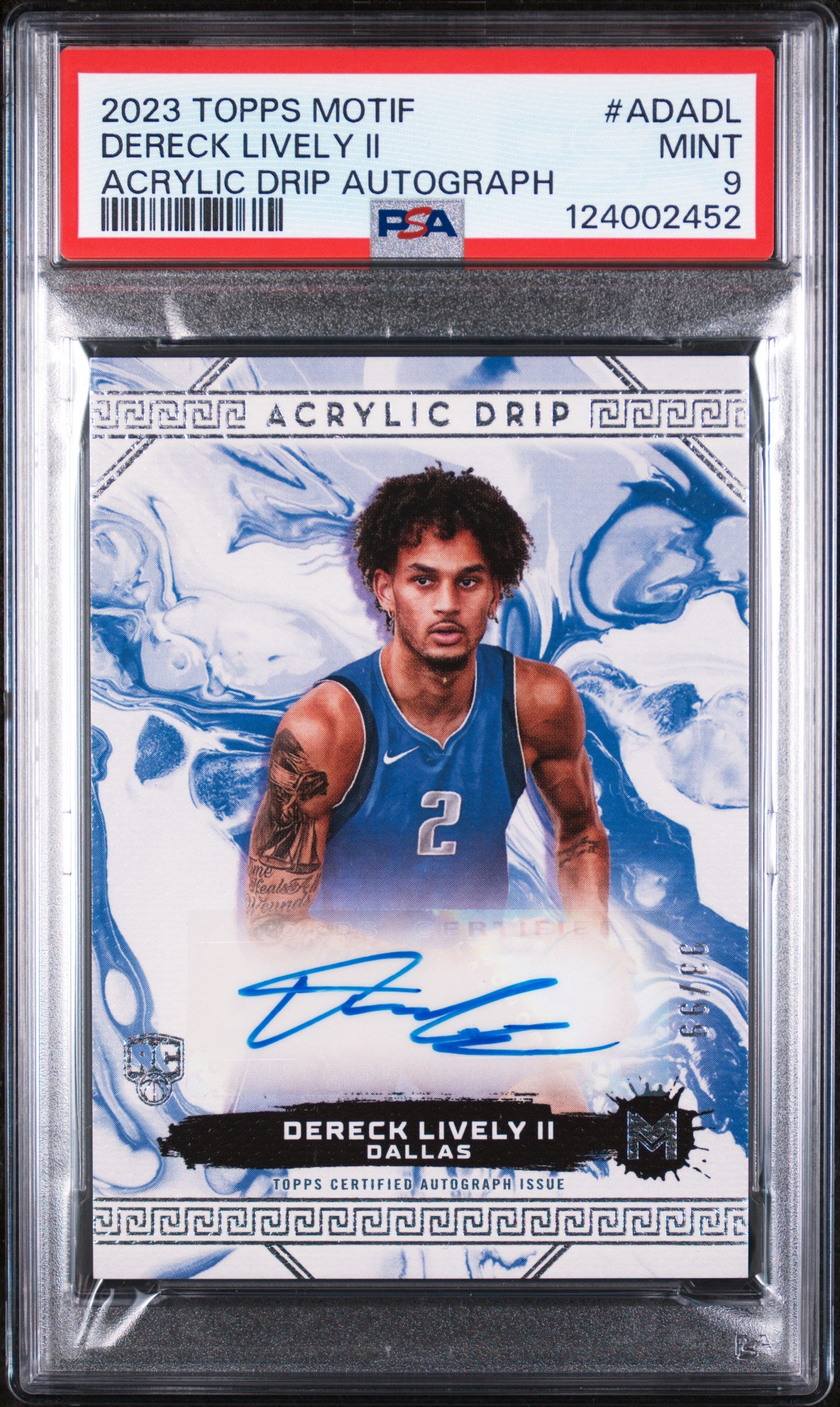 2023 Topps Motif Acrylic Drip Autographs Dereck Lively II #ADADL PSA 9
