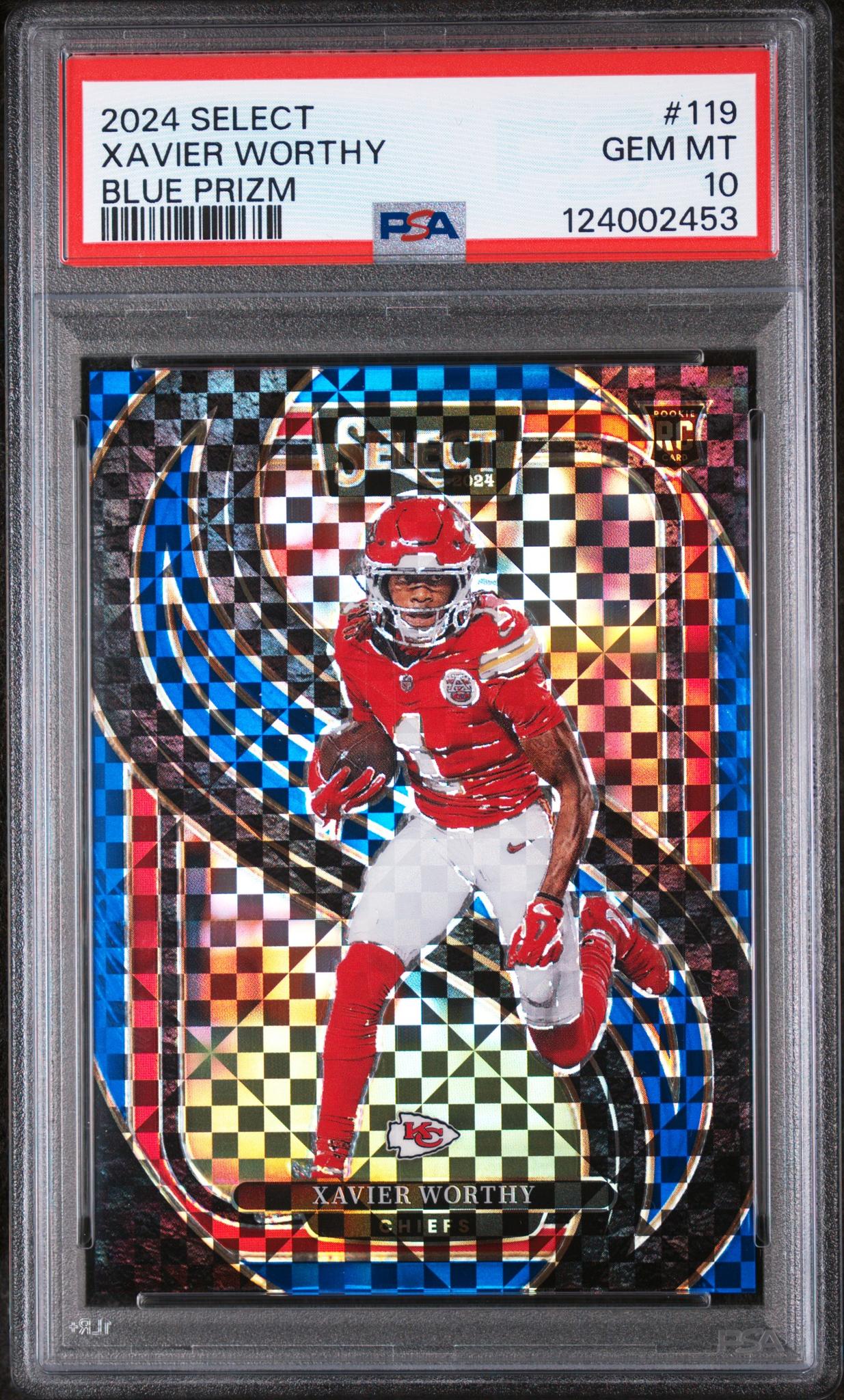 2024 Panini Select Prizm Blue Xavier Worthy #119 /175 PSA 10