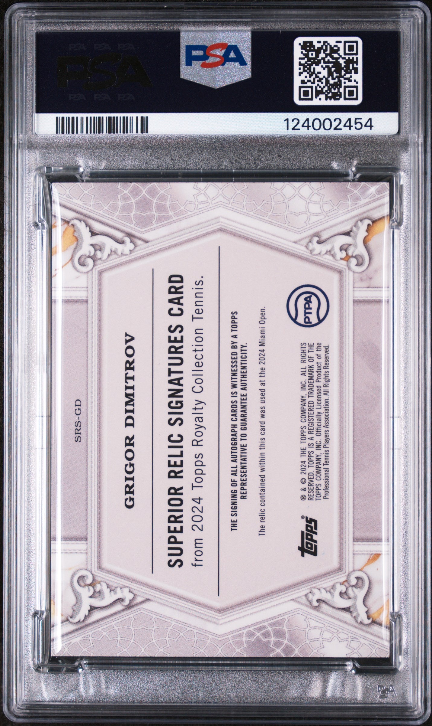 2024 Topps Royalty Tennis Superior Relic Signatures Blue Grigor Dimitrov #GD /25 PSA 8