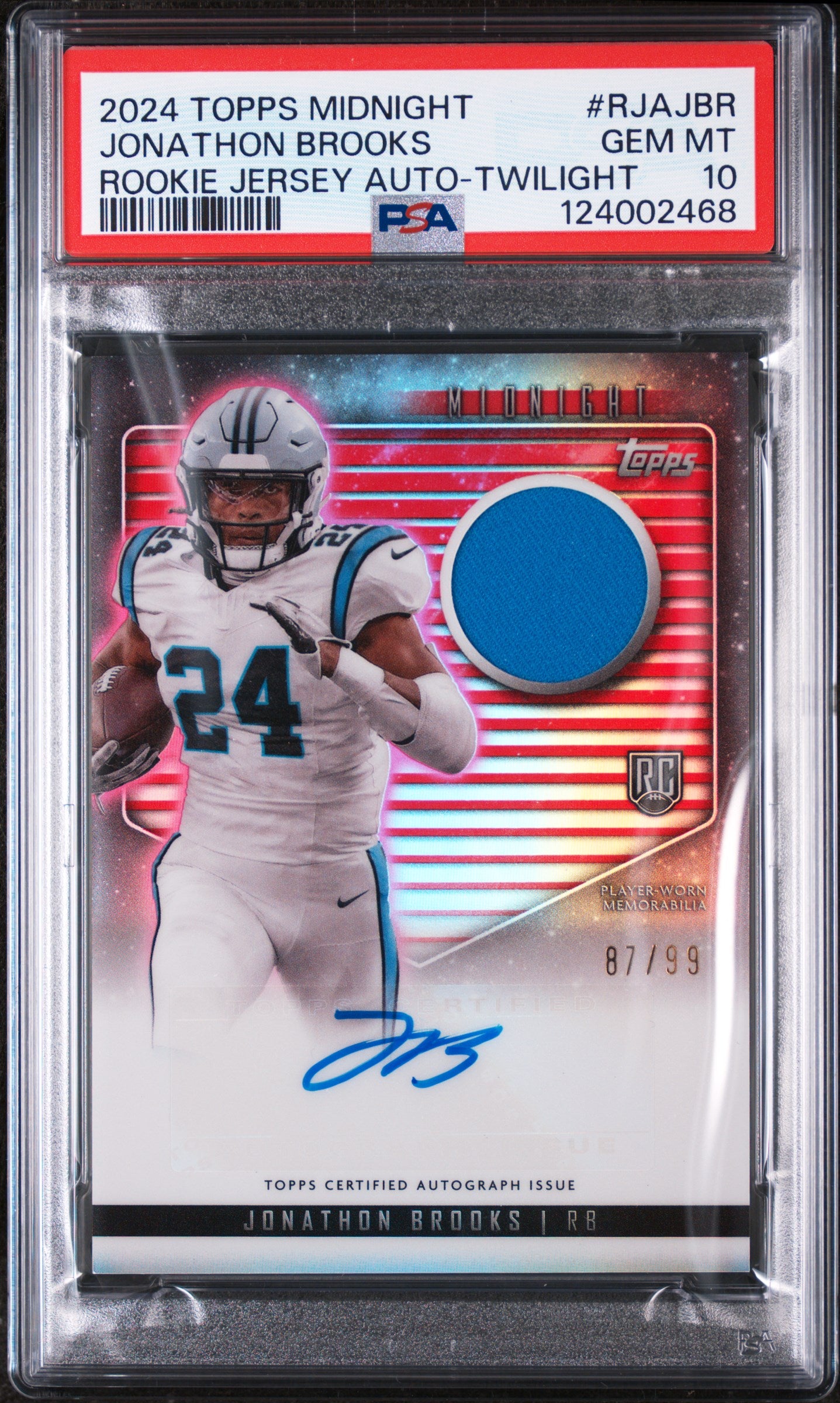 2024 Topps Midnight Rookie Jersey Autographs Twilight Jonathon Brooks #RJAJBR /99 PSA 10