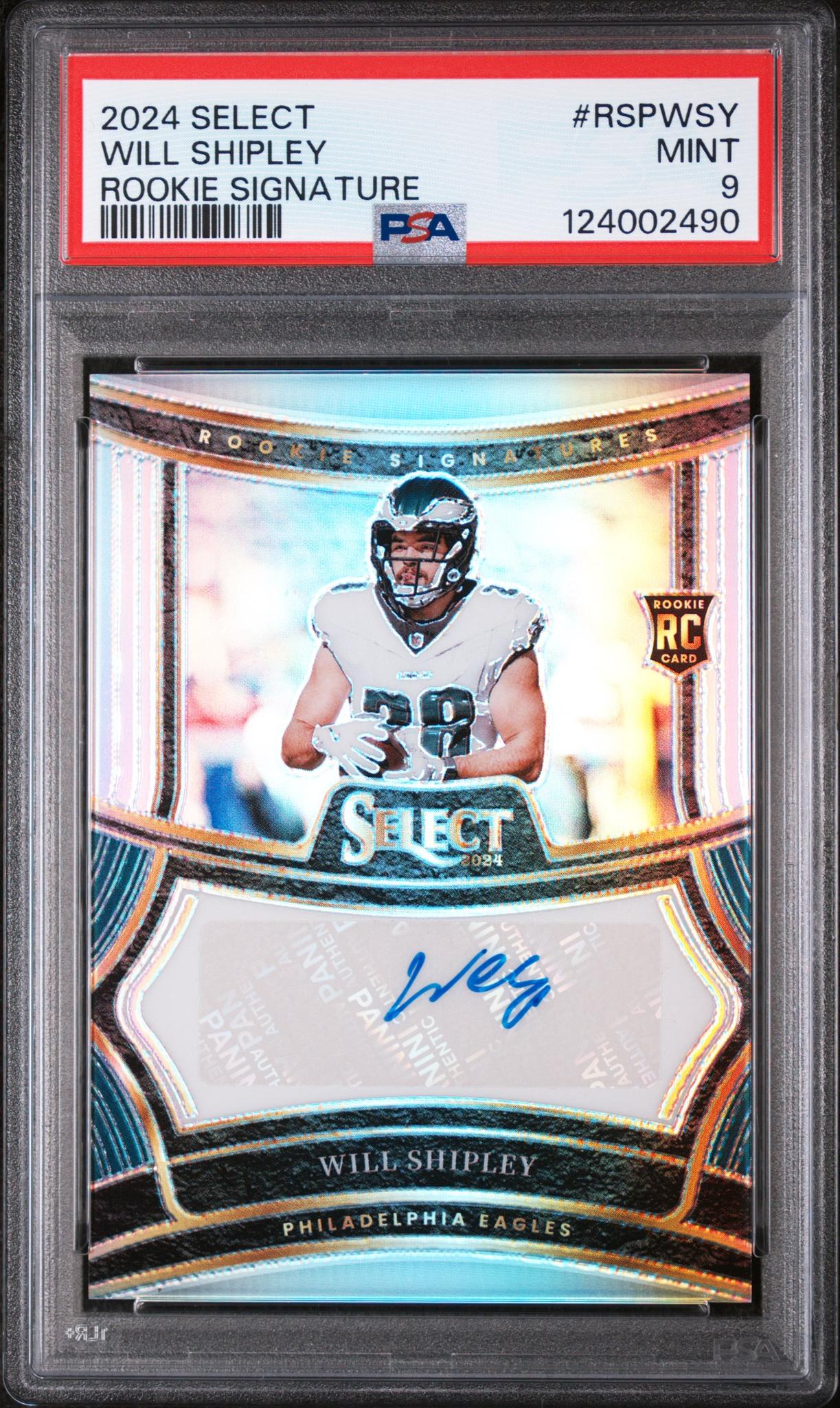 2024 Panini Select Rookie Signatures Will Shipley #RSPWSY /199 PSA 9