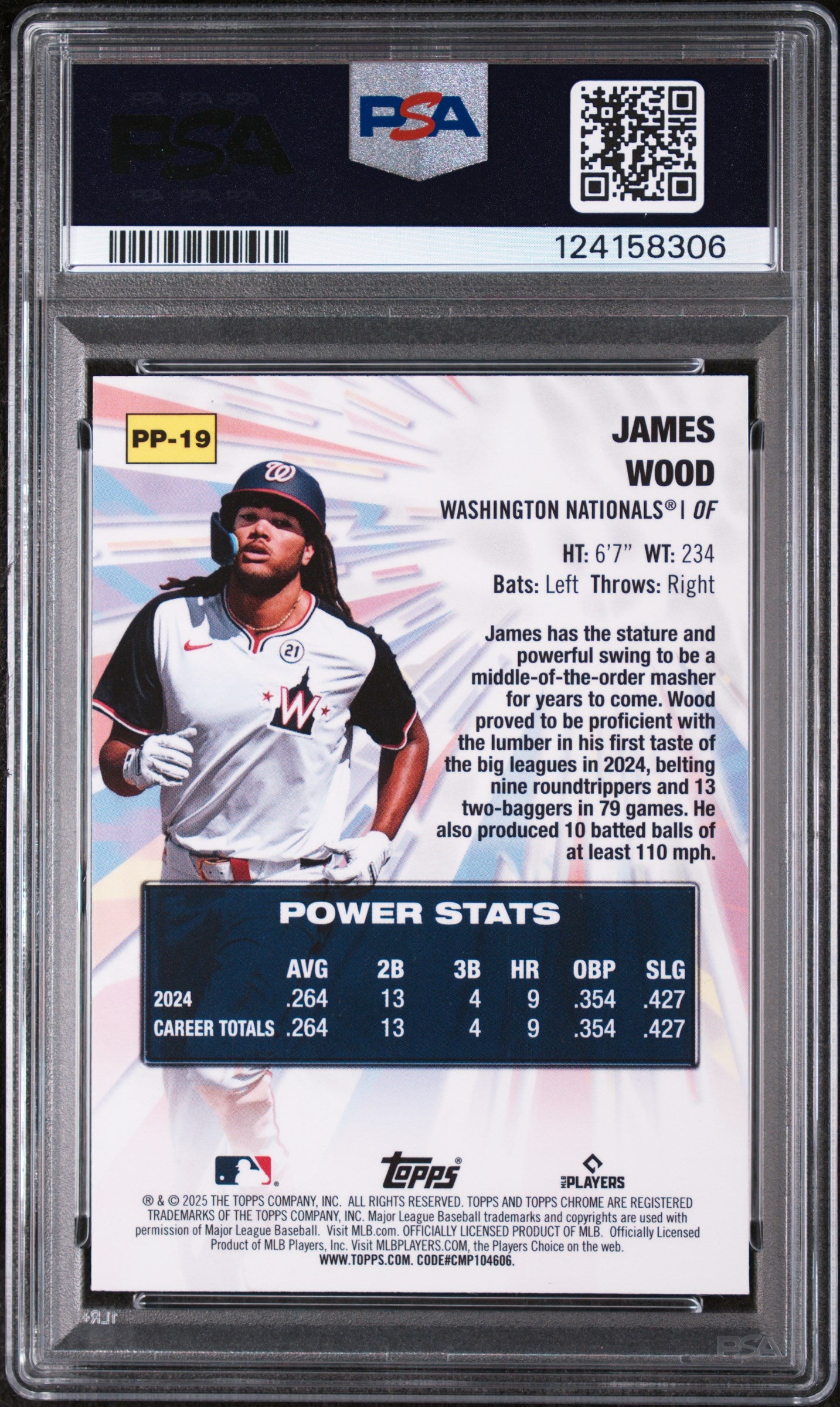 2025 Topps Chrome Power Players James Wood #PP-19 PSA 10