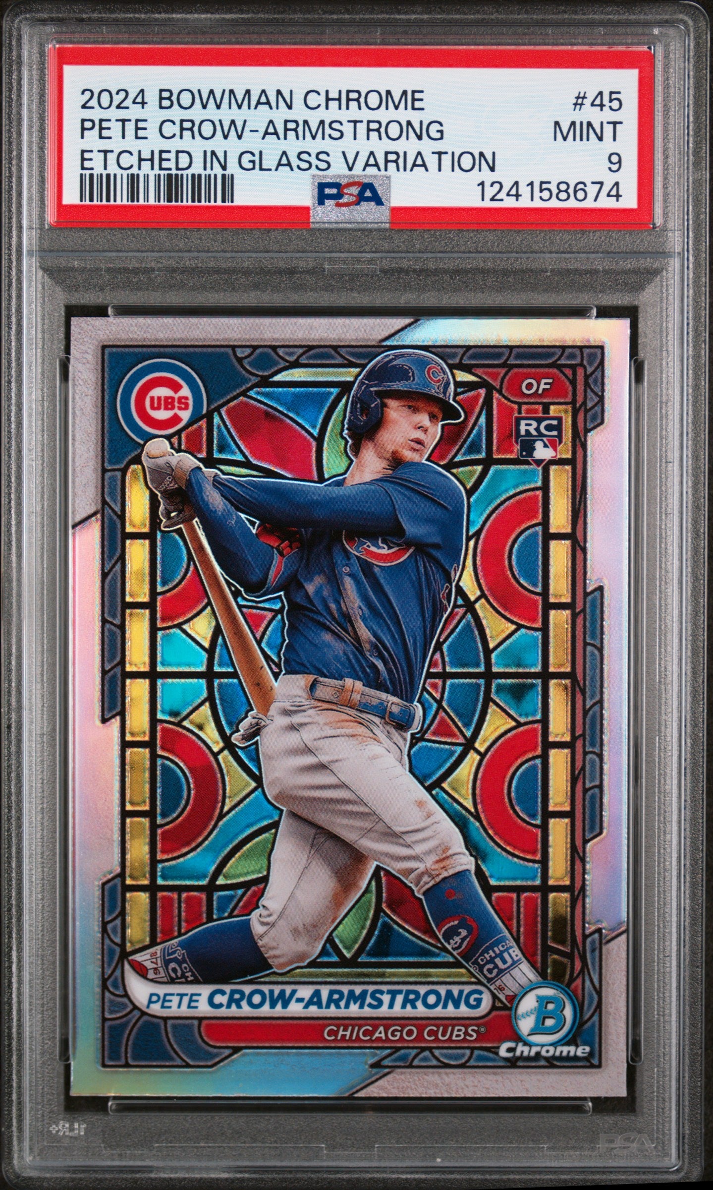 2024 Bowman Chrome Etched In Glass Variation Pete Crow-Armstrong #45 PSA 9