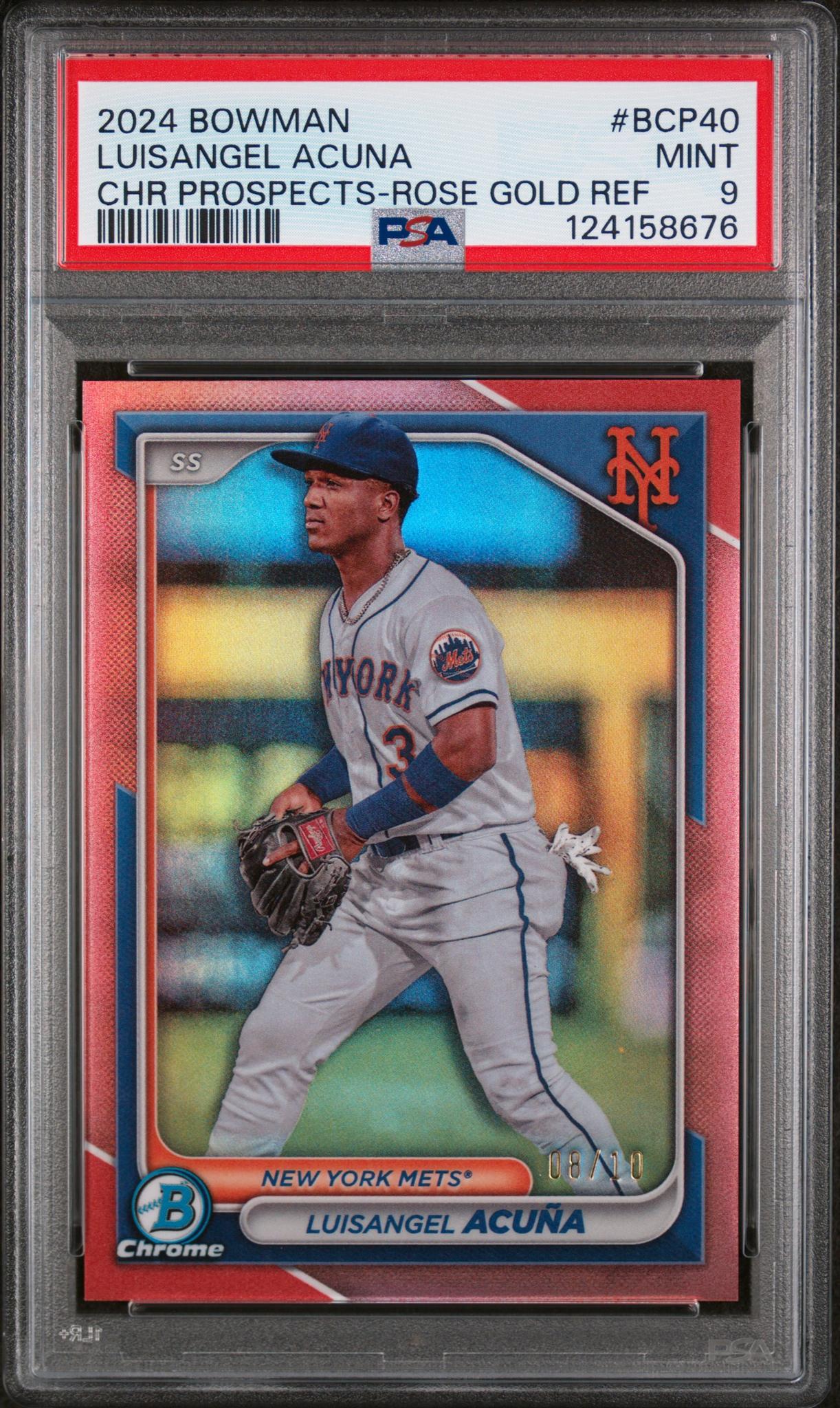 2024 Bowman Chrome Prospects Rose Gold Refractor Luisangel Acuna #BCP40 /10 PSA 9