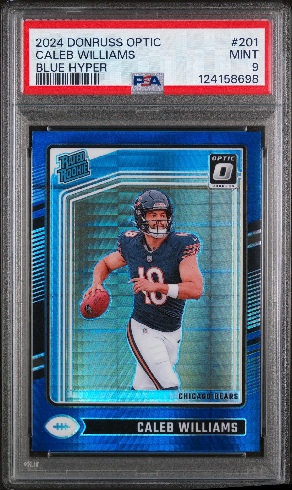 2024 Donruss Optic Rated Rookie Blue Hyper Caleb Williams #201 PSA 9