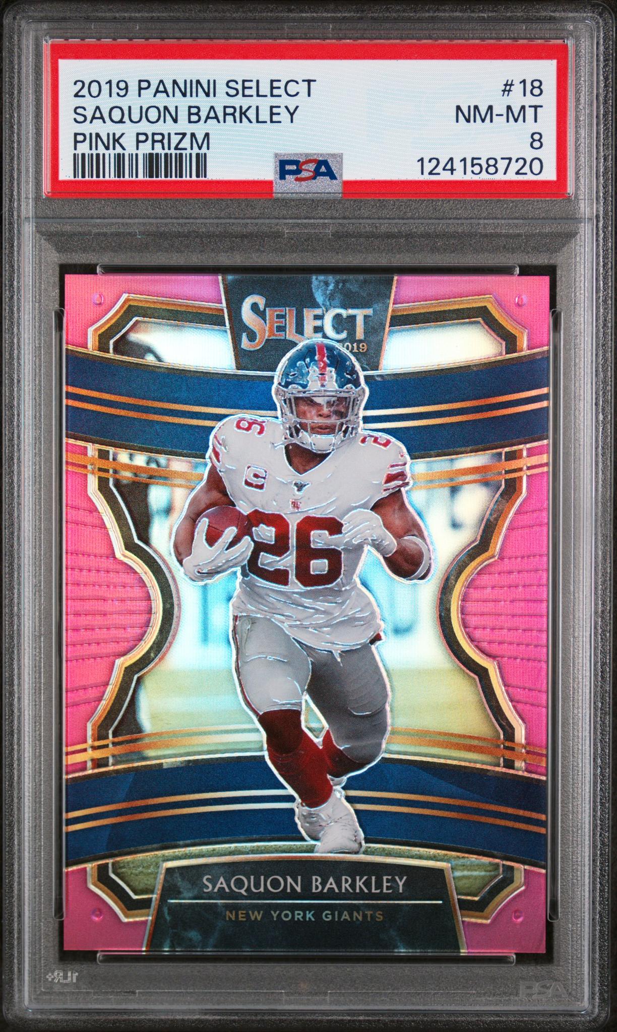 2019 Panini Select Prizm Pink Saquon Barkley #18 /10 PSA 8