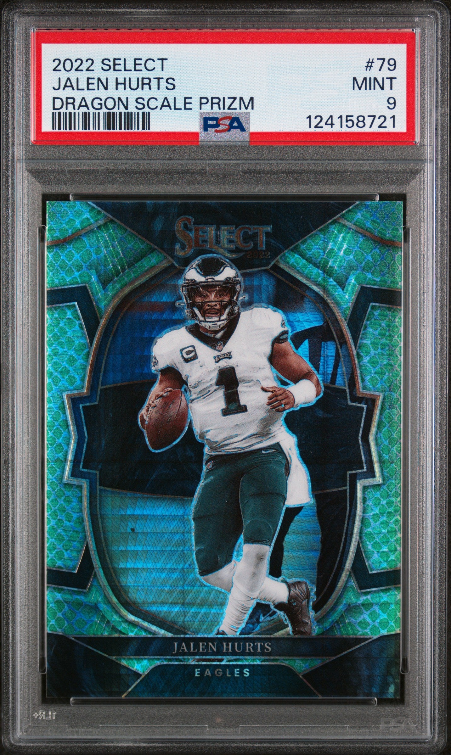 2022 Panini Select Dragon Scale Prizm Jalen Hurts #79 /89 PSA 9
