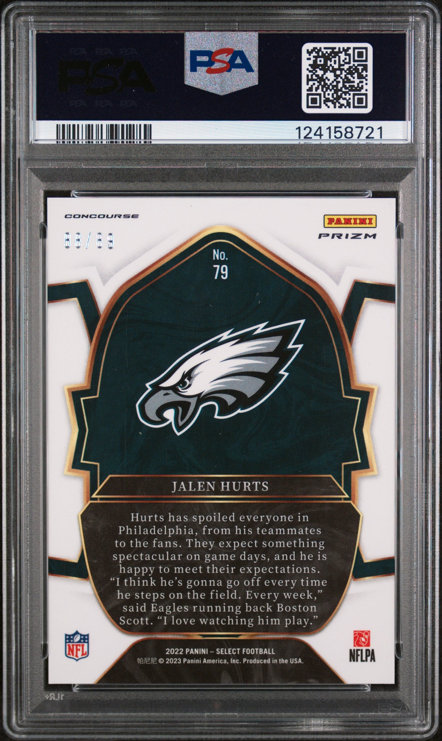 2022 Panini Select Dragon Scale Prizm Jalen Hurts #79 /89 PSA 9