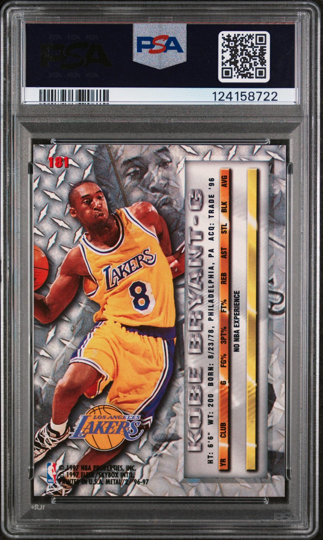 1996 Fleer Metal Kobe Bryant #181 PSA 7