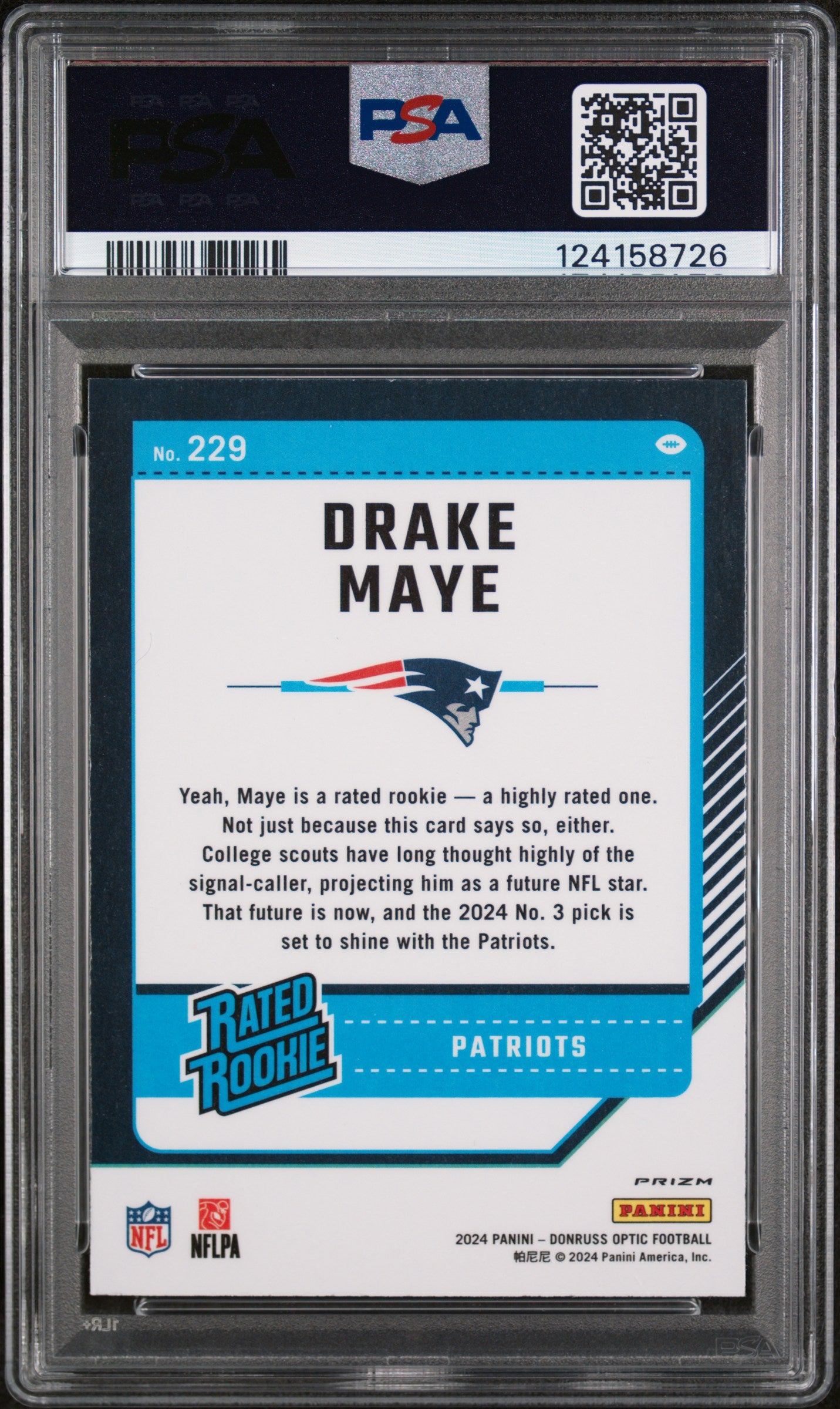 2024 Donruss Optic Holo Drake Maye #229 PSA 10
