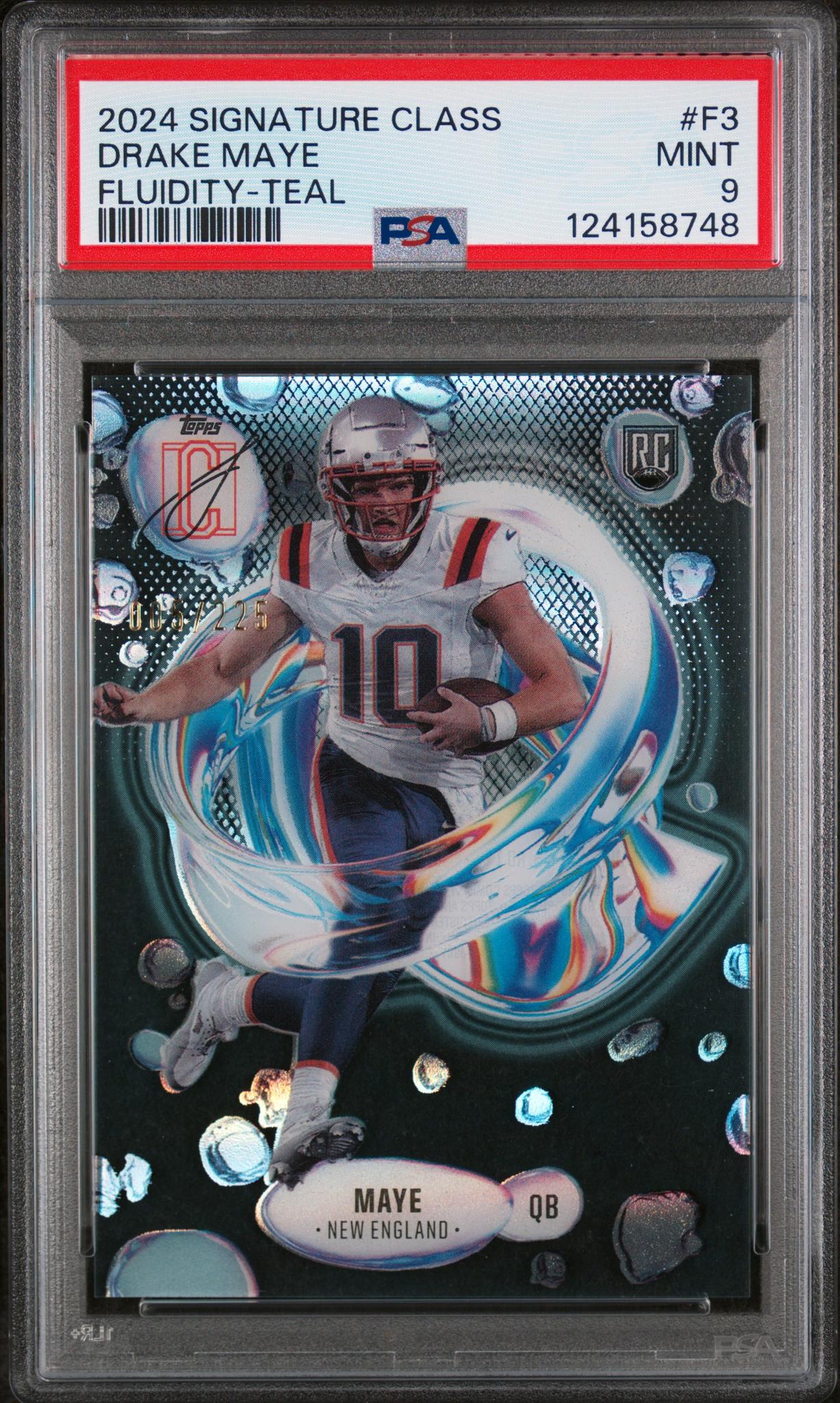 2024 Topps Signature Class Fluidity Teal Drake Maye #F3 /225 PSA 9