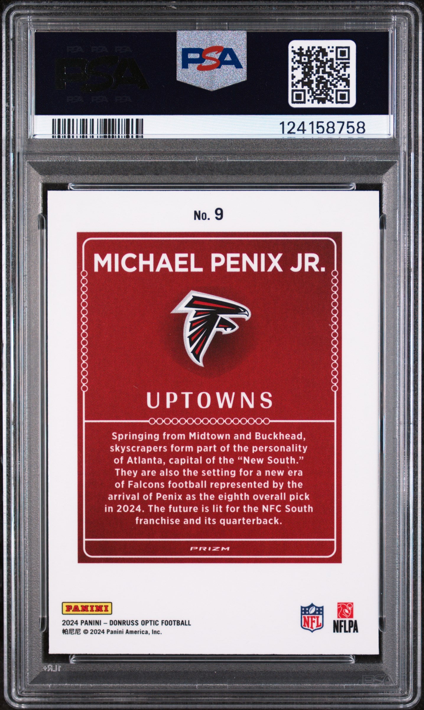 2024 Donruss Optic Uptowns Michael Penix Jr. #9 PSA 8