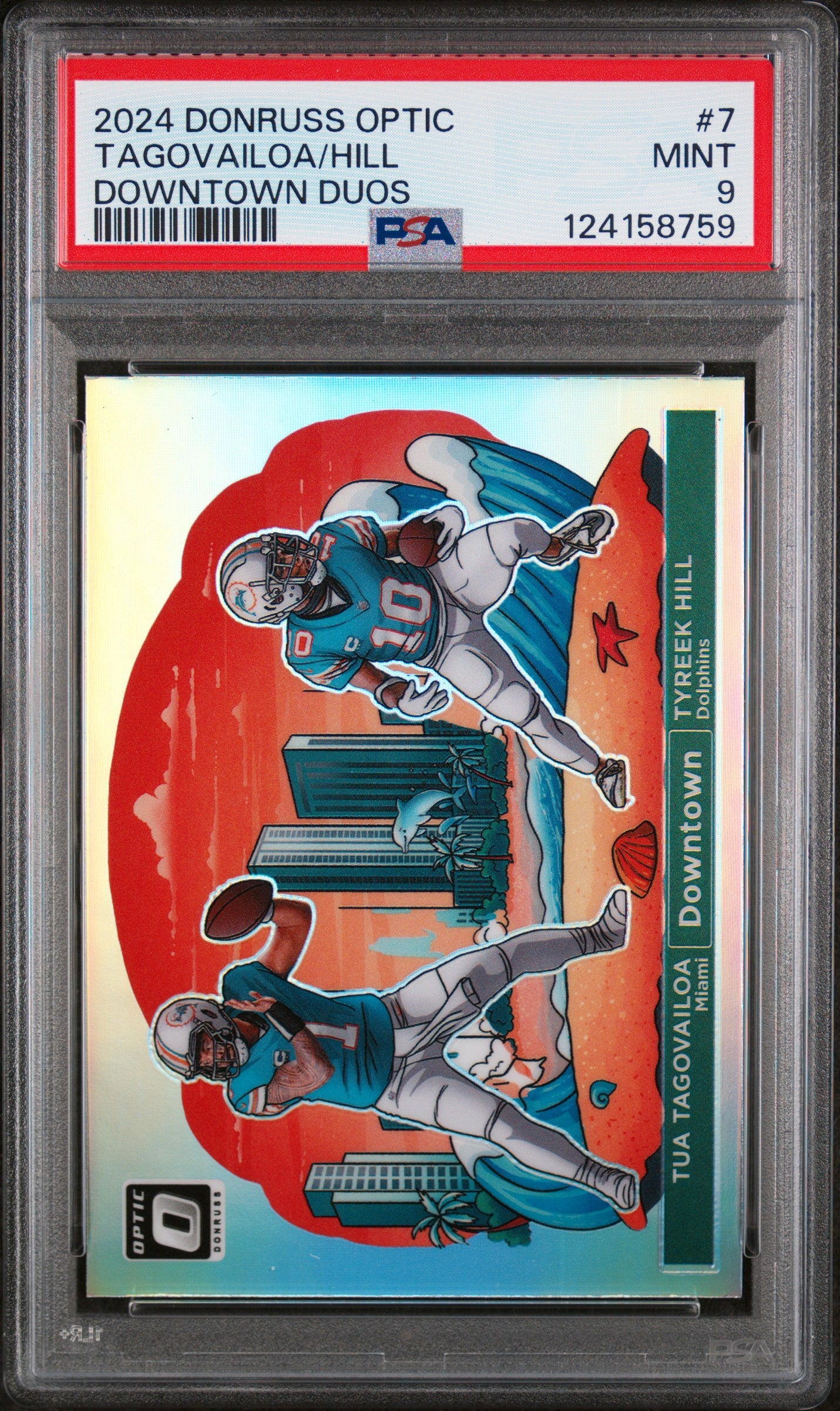 2024 Donruss Optic Downtown Duos Tua Tagovailoa/Tyreek Hill #7 PSA 9