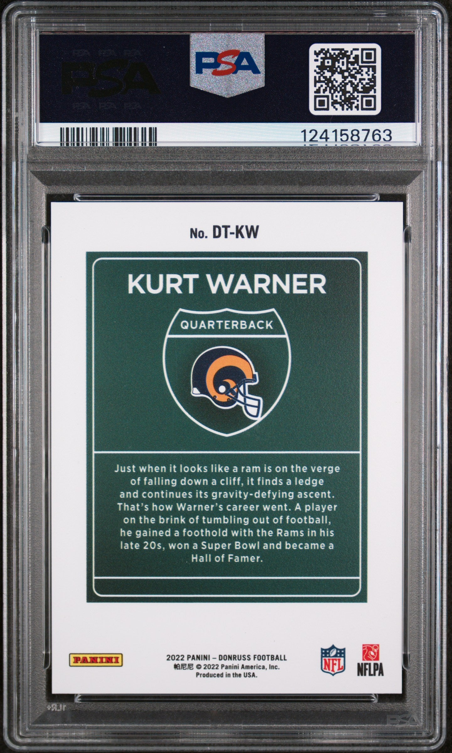 2022 Donruss Downtown! Kurt Warner #9 PSA 9