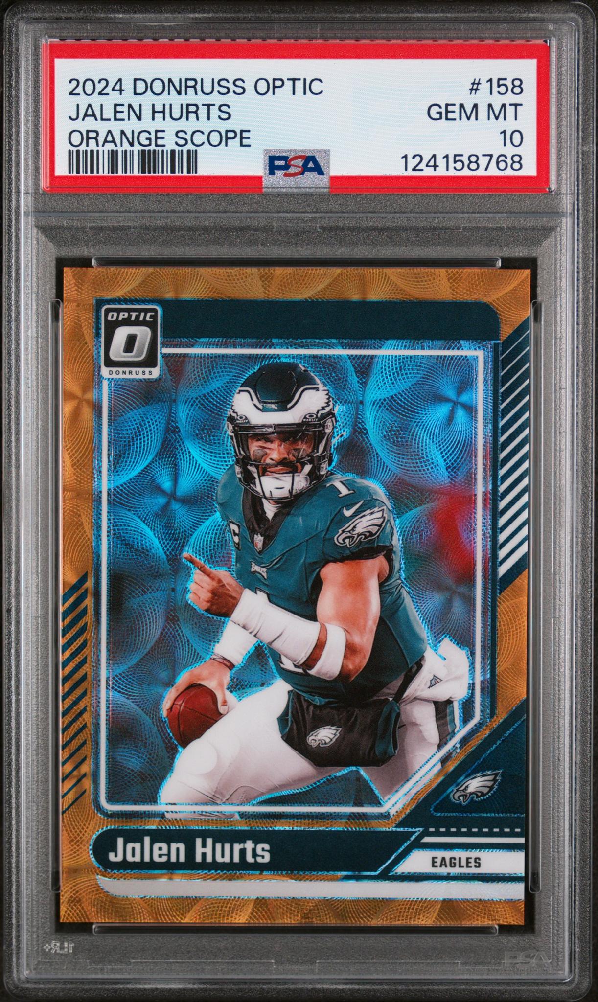 2024 Donruss Optic Orange Scope Jalen Hurts #158 /79 PSA 10
