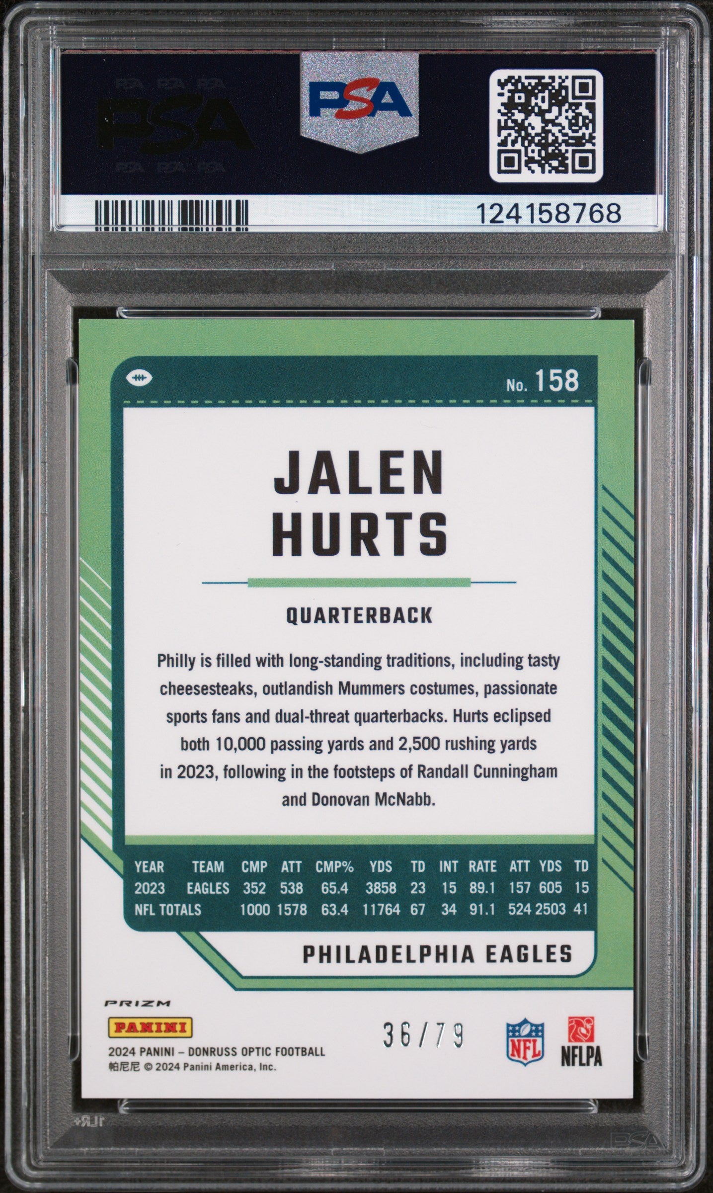 2024 Donruss Optic Orange Scope Jalen Hurts #158 /79 PSA 10