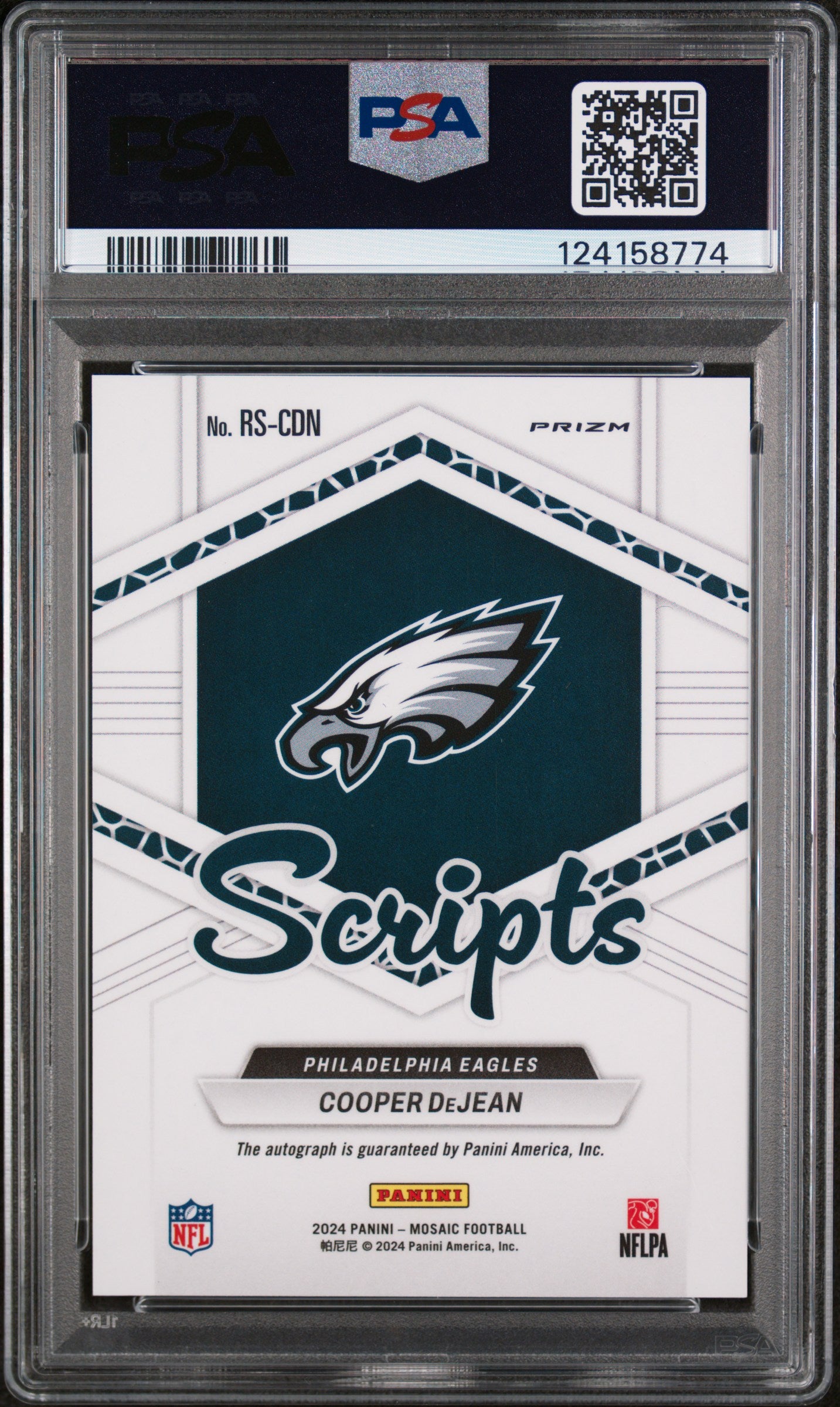 2024 Mosaic Rookie Scripts Cooper Dejean #32 PSA 10