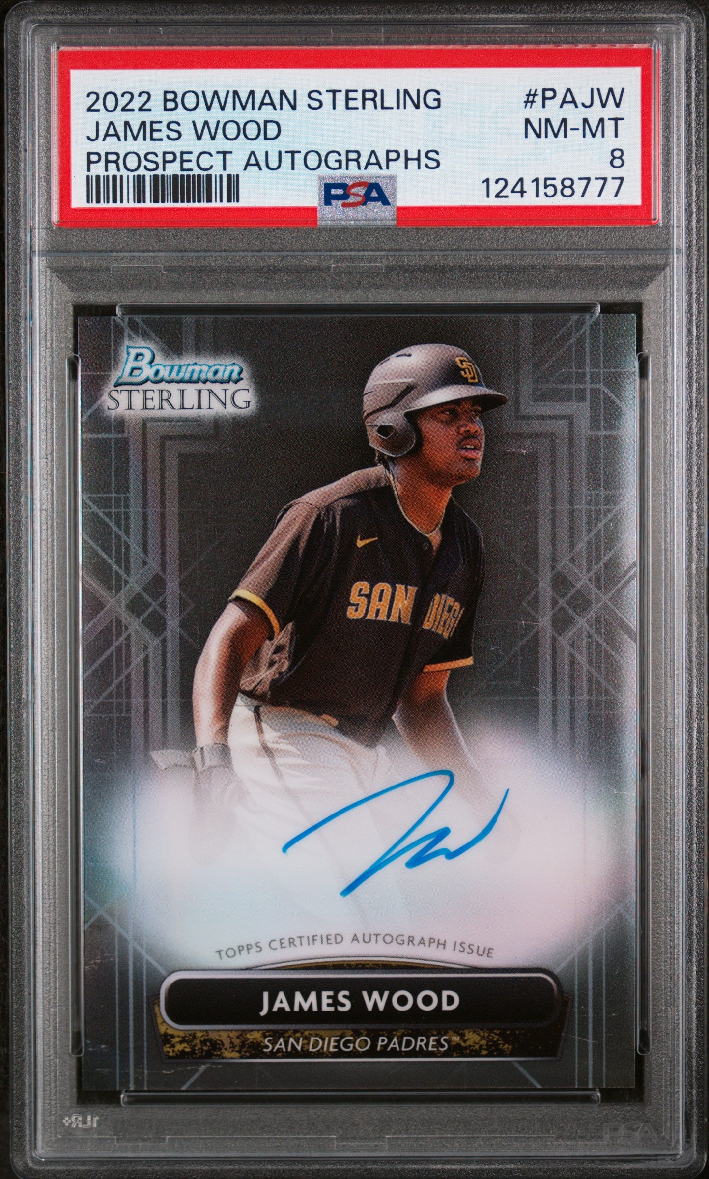 2022 Bowman Sterling Prospect Autographs James Wood #PAJW PSA 8
