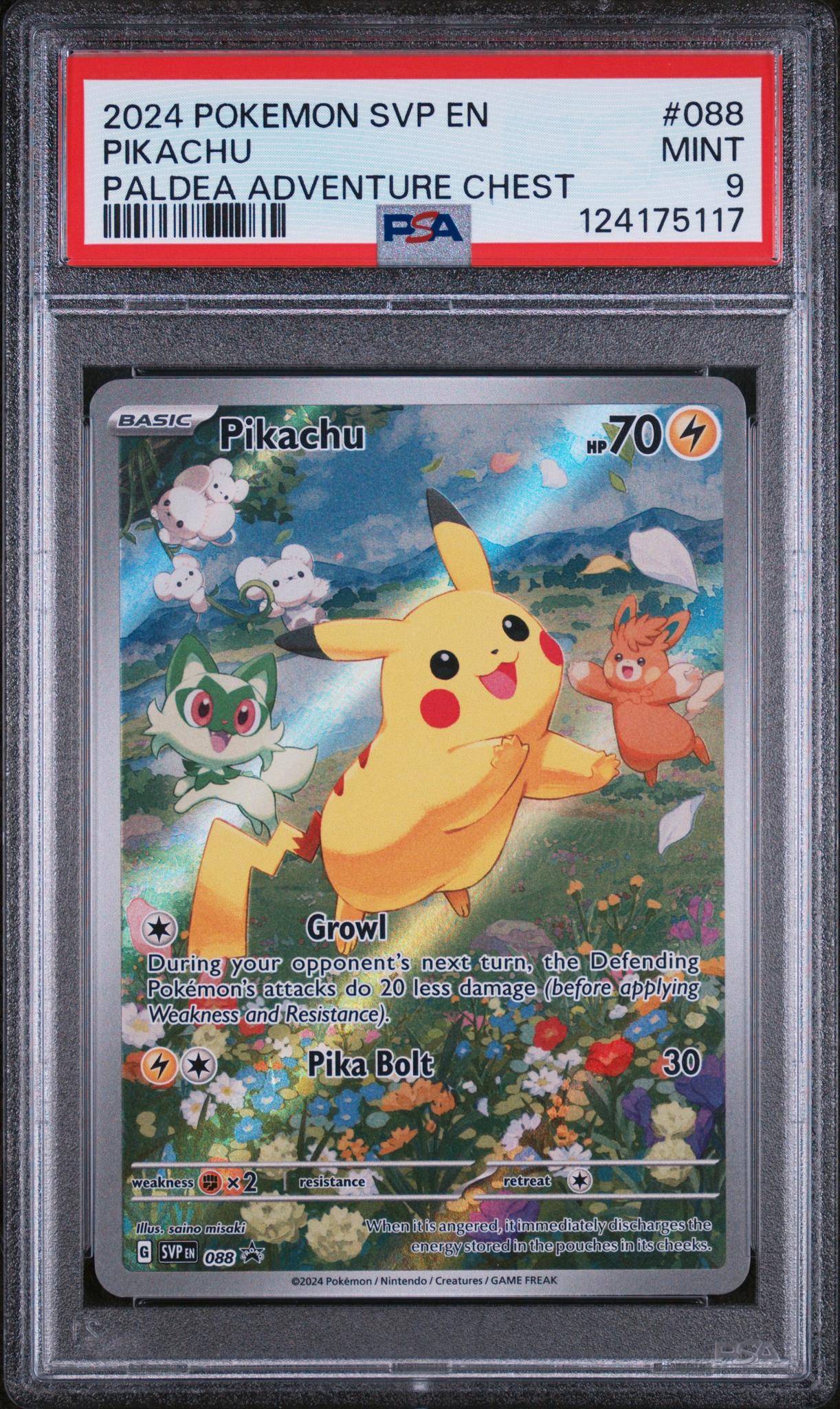 2024 Pokemon Black Star Promo Paldea Adventure Chest Pikachu #88 PSA 9